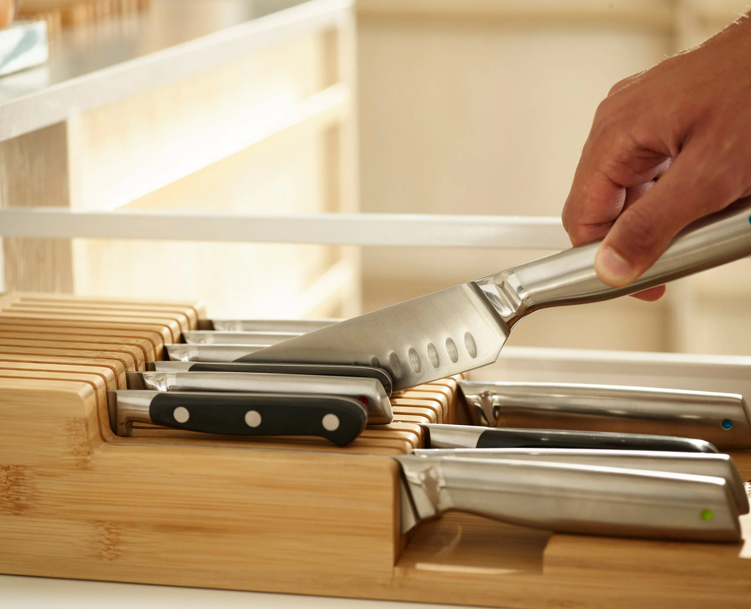 2-piece DrawerStore™ Bamboo Large Cutlery & Knife Organiser Set - Image 4