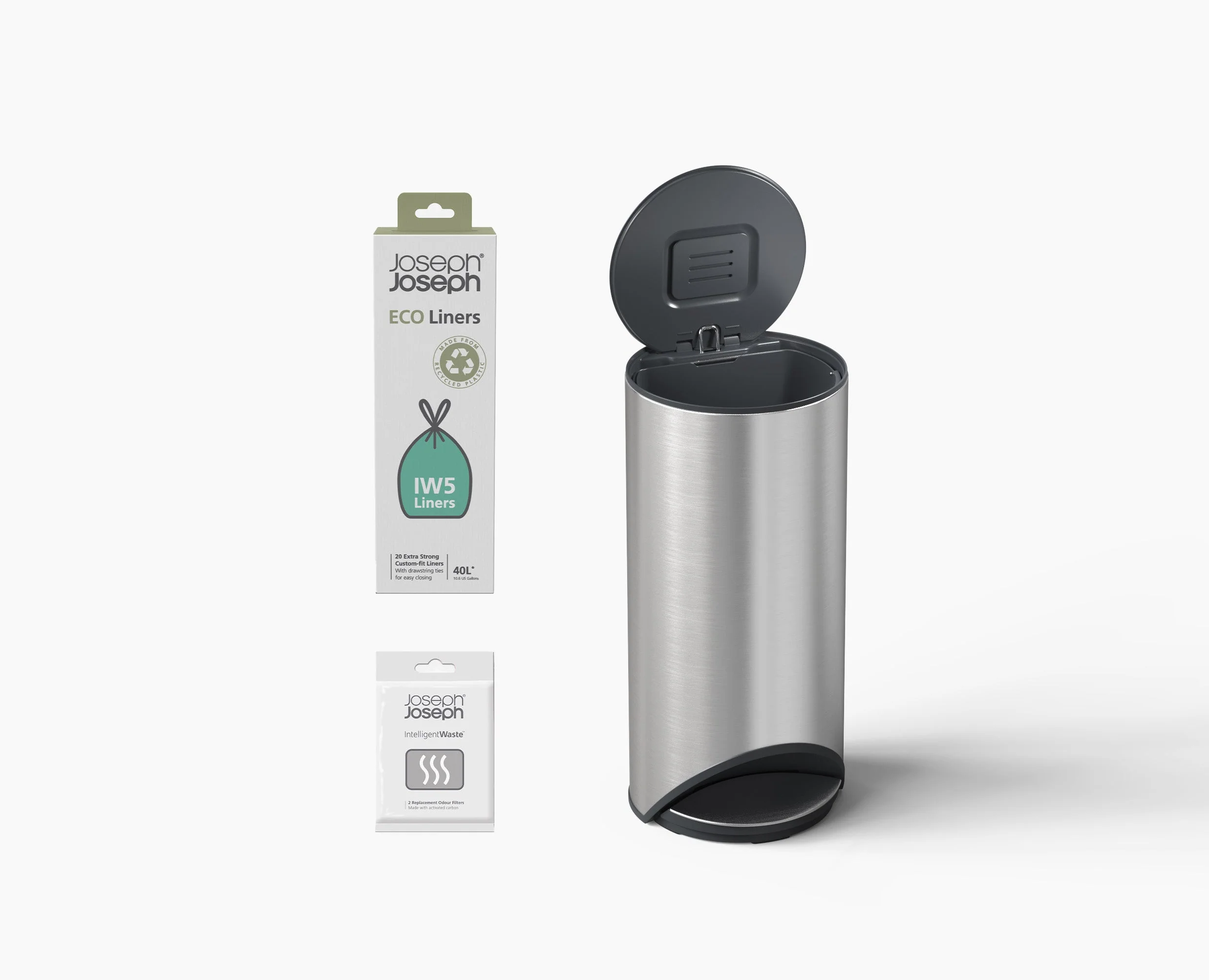 Arc™ 30L Easy-push Stainless-steel Pedal Bin Starter Set - Image 3