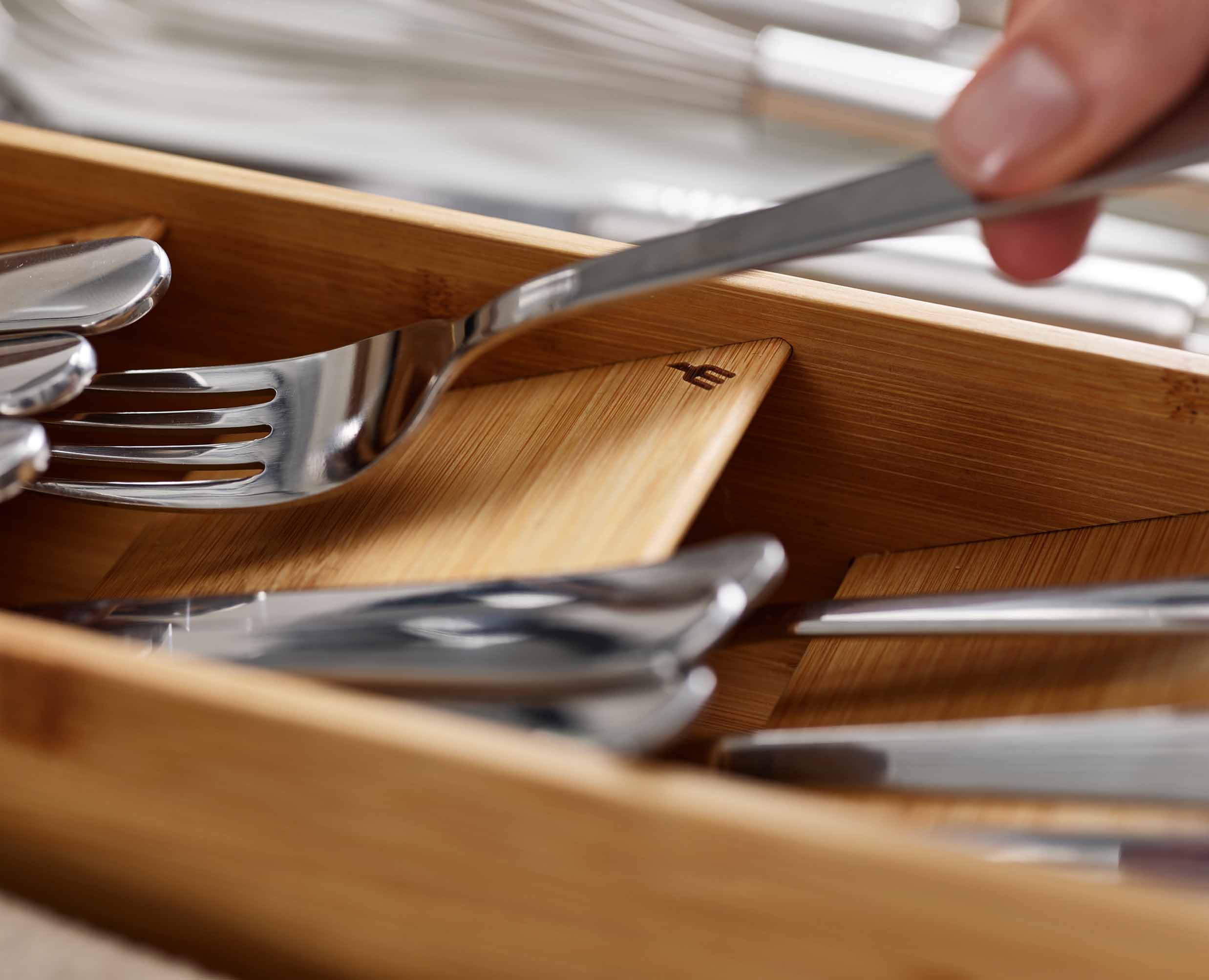 DrawerStore™ Bamboo Compact Cutlery Organiser - Image 5