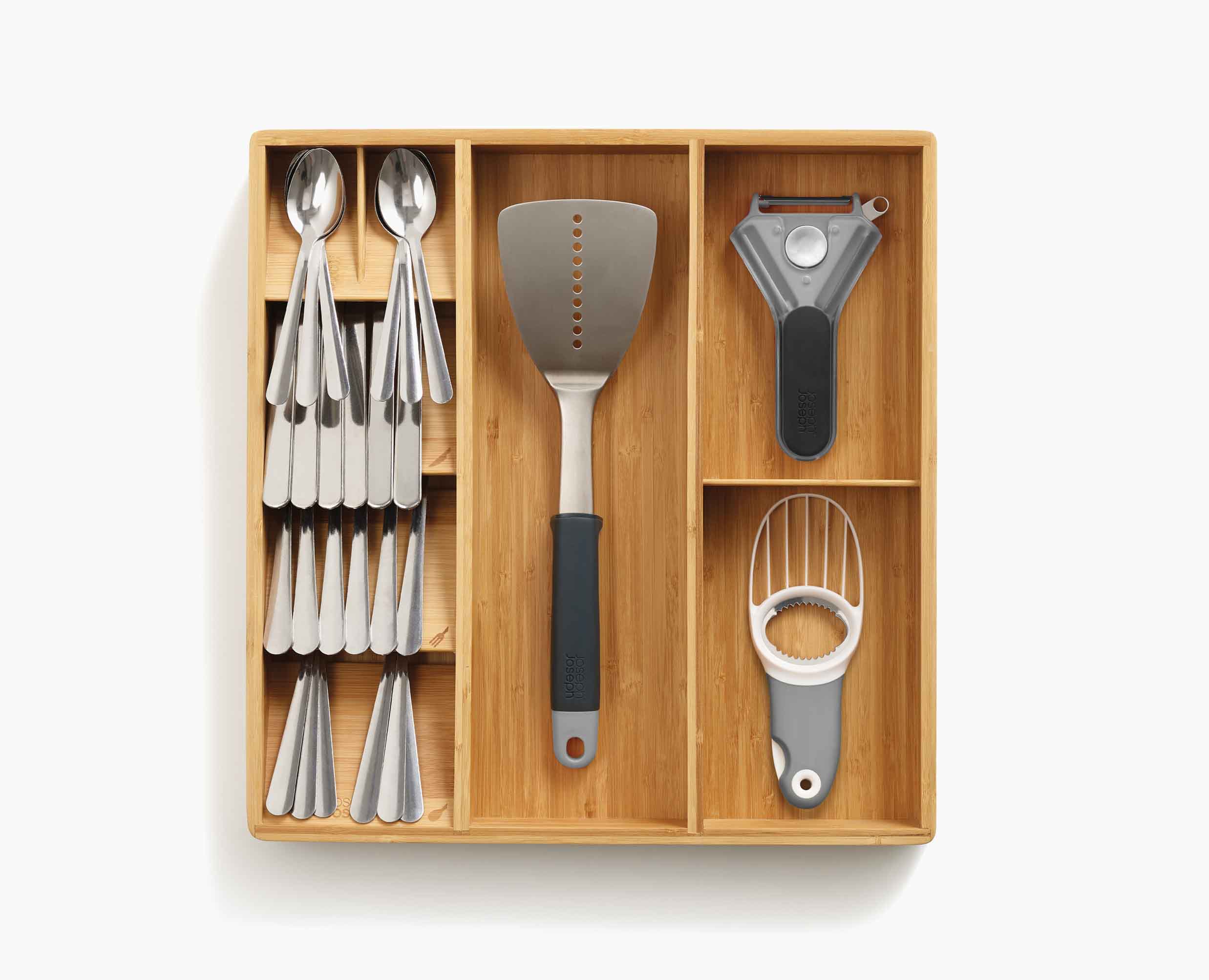 DrawerStore™ Bamboo Cutlery, Utensil & Gadget Organiser - Image 4
