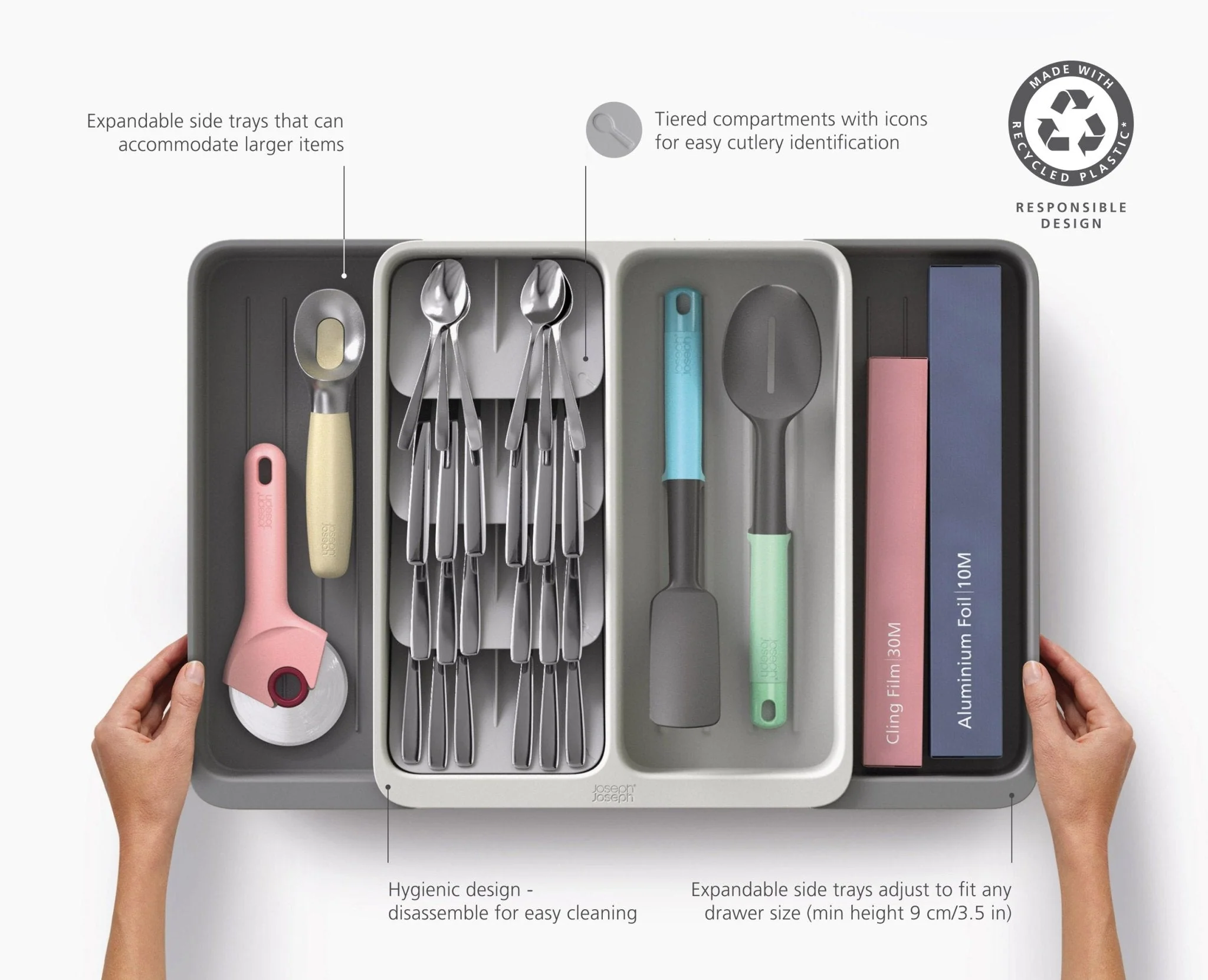 DrawerStore™ Expanding Tiered Cutlery, Utensil & Gadget Organiser - Image 6