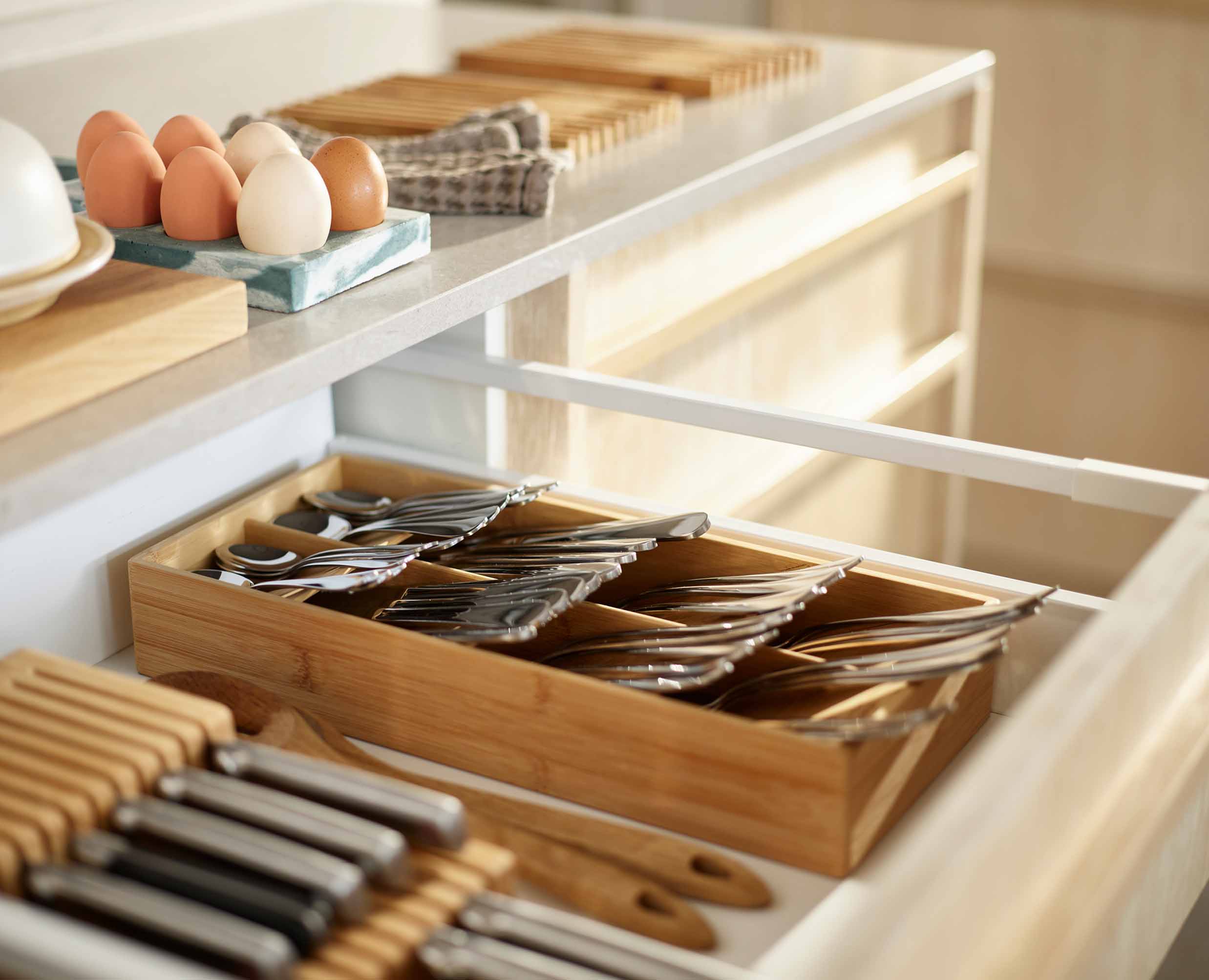 DrawerStore™ Bamboo Large Cutlery Organiser - Image 3