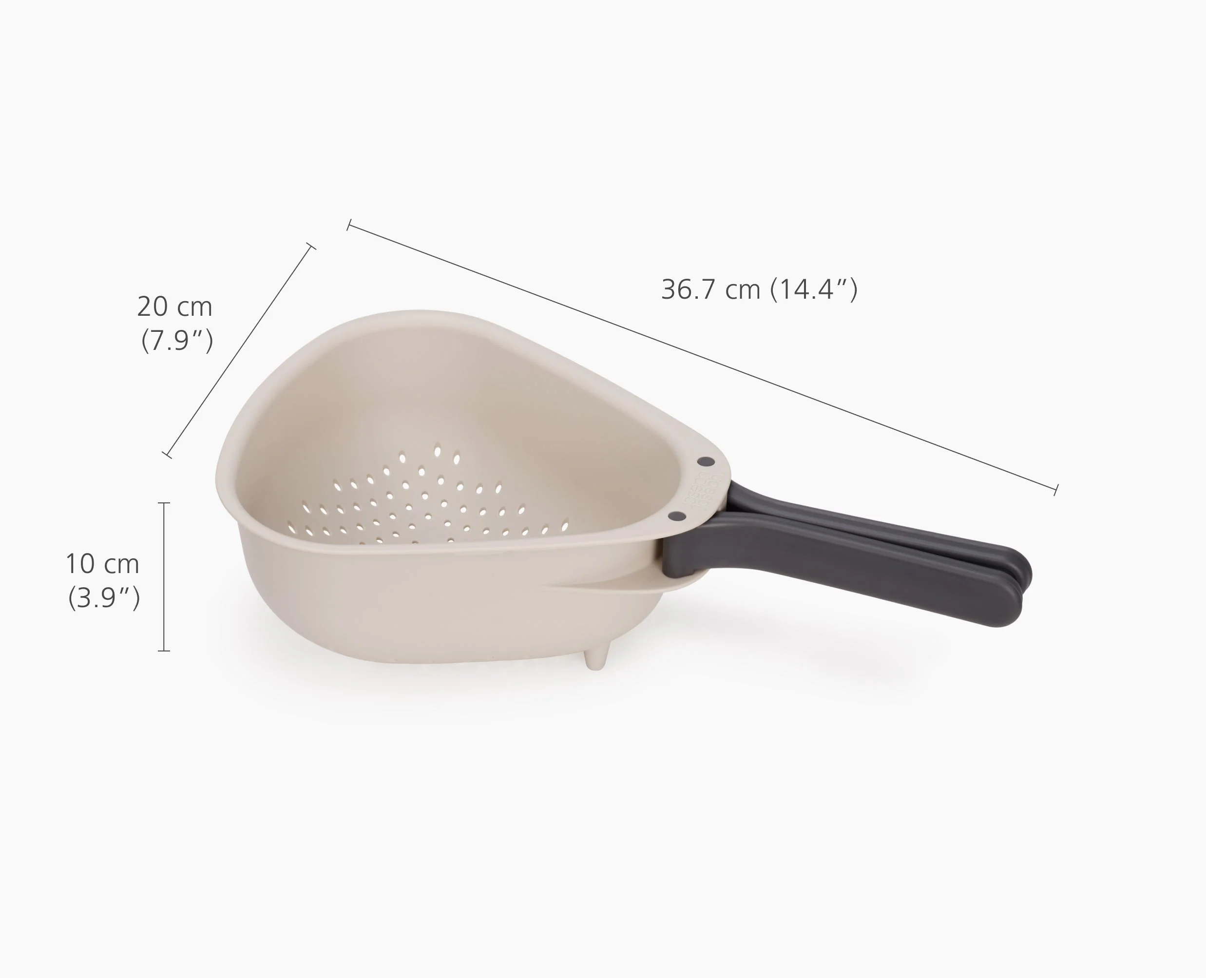Droplet Large White Colander with Folding Handle - Image 7