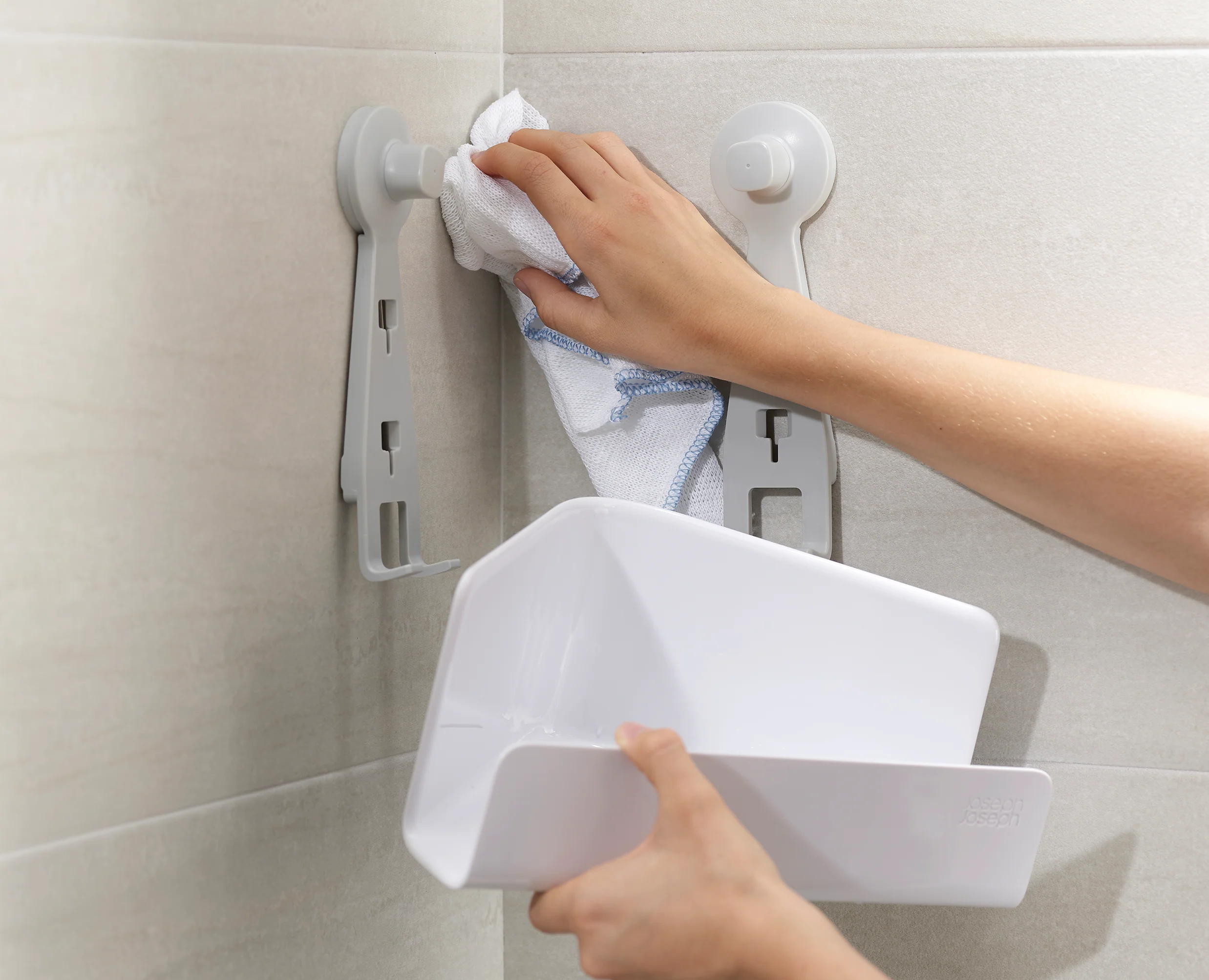 EasyStore™ 2-piece White Corner Shower Shelf Set - Image 7