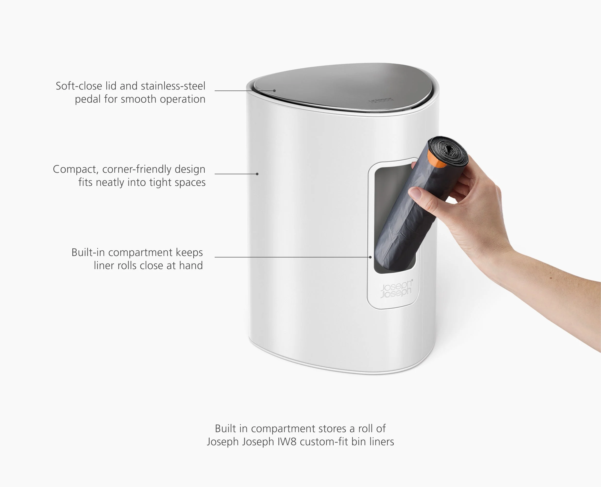 EasyStore™ 5L Gloss White Bathroom Bin Starter Set - Image 7