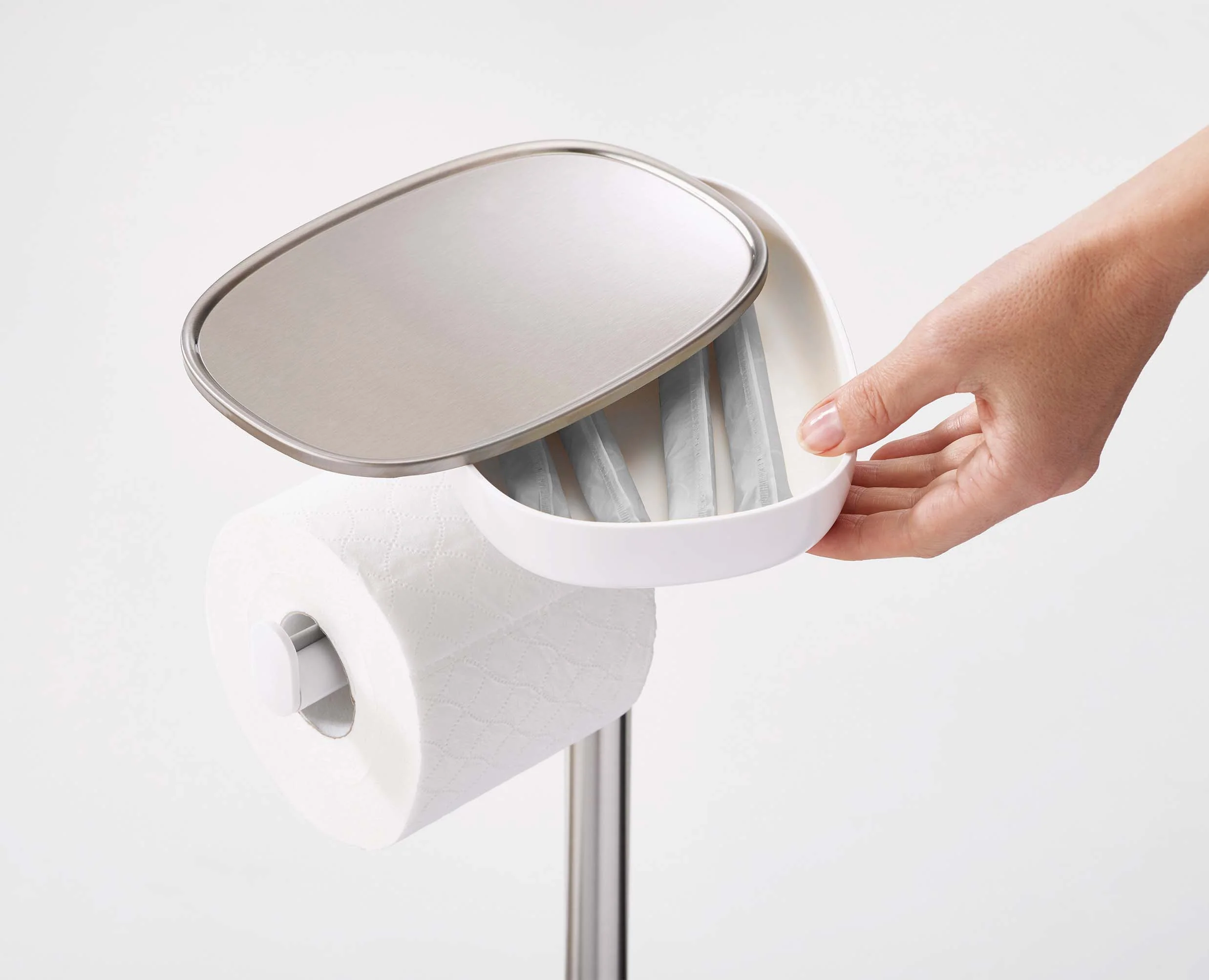 EasyStore™ Plus Stainless-steel Toilet Roll Holder with Toilet Brush - Image 4
