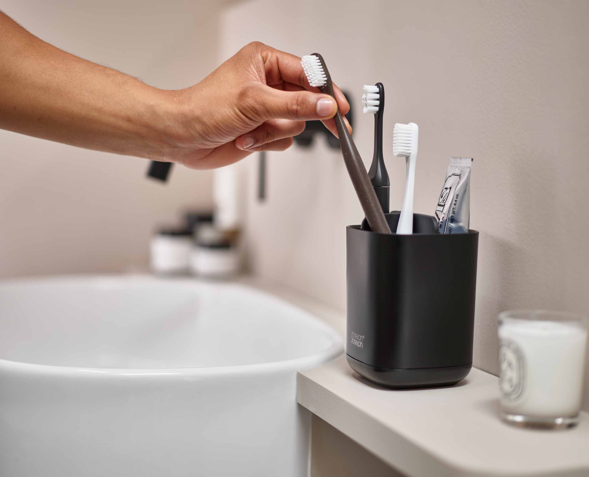 EasyStore™ Matt Black Toothbrush Holder - Image 3