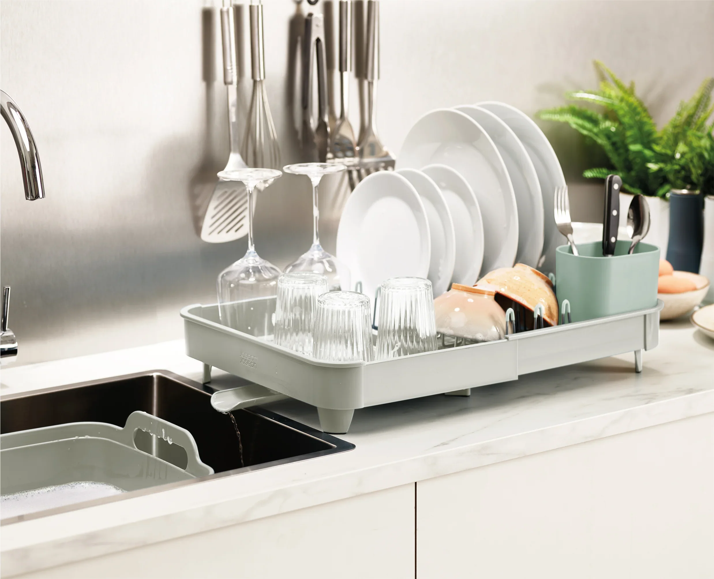 Extend™ Stone Green Expandable Dish Drainer - Image 3
