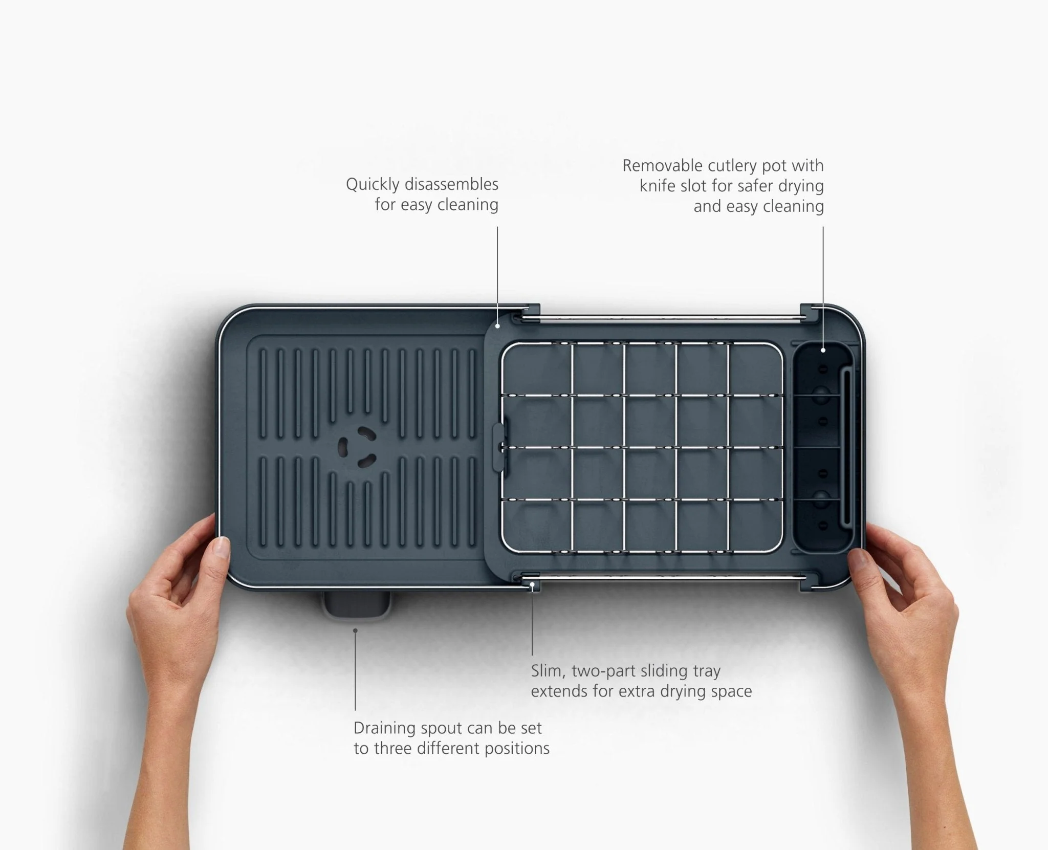 Extend™ Slim Steel Expandable Grey Dish Drainer - Image 6