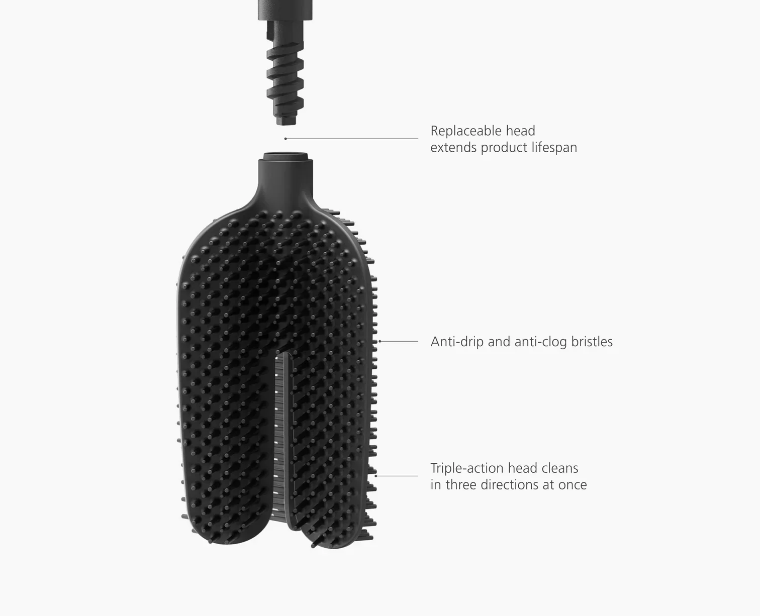 Flex™ 360 Lite Pack of 2 Matt Black Toilet Brushes - Image 8