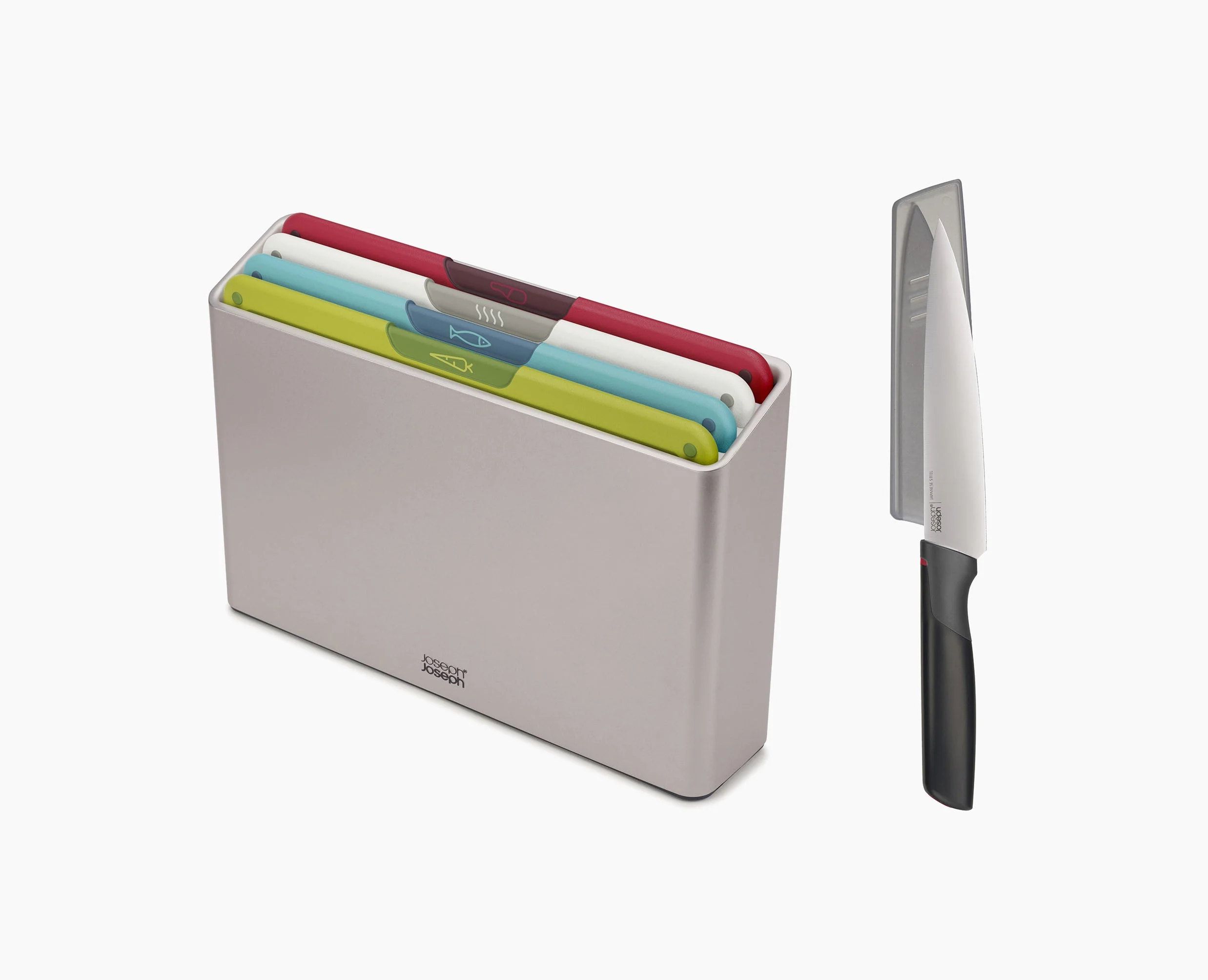 Folio™ Icon 4-piece Multicolour Chopping Board Set with Knife - Image 3