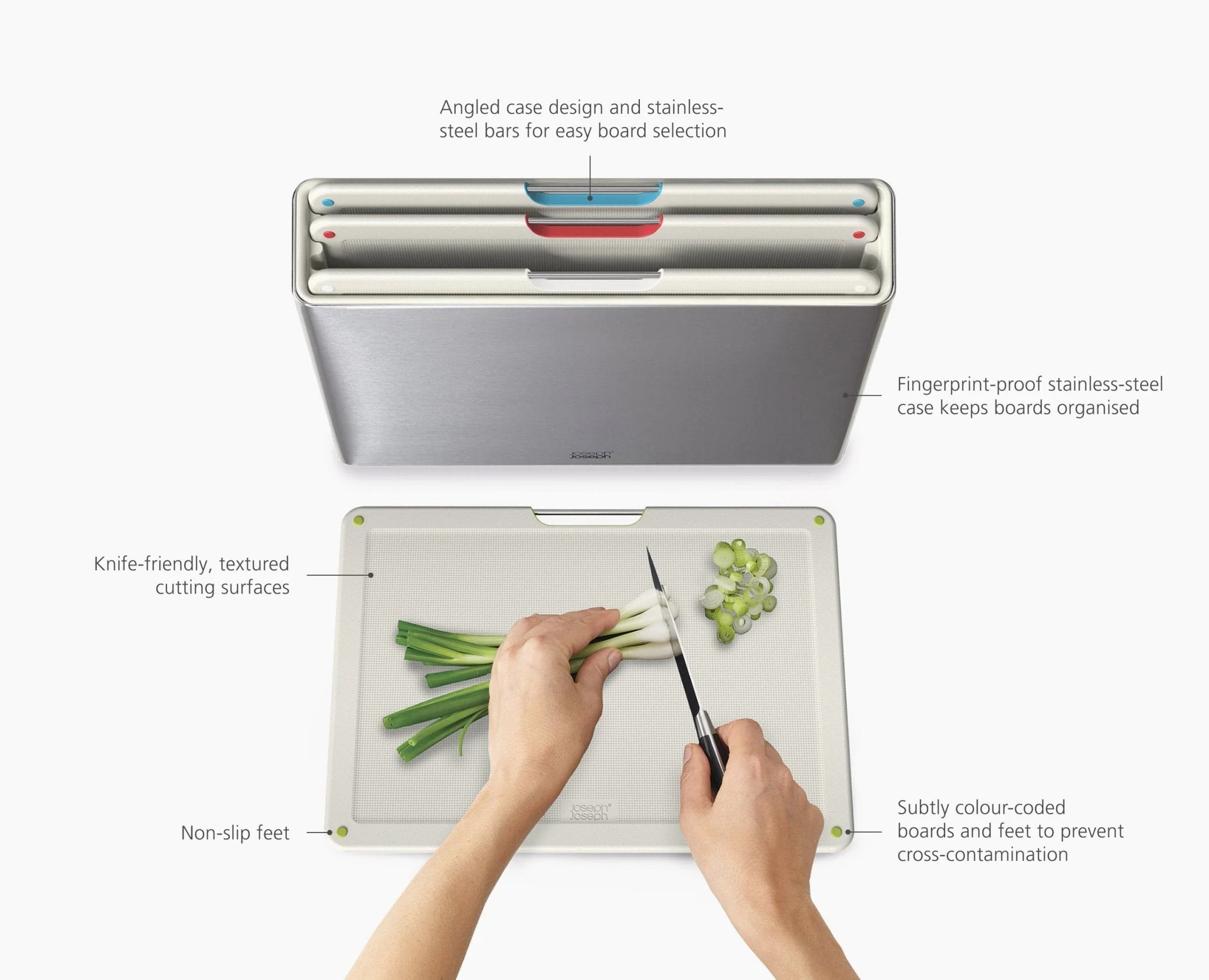 Folio™ Steel 4-piece Stone Chopping Board Set With Stainless-Steel Case - Image 6