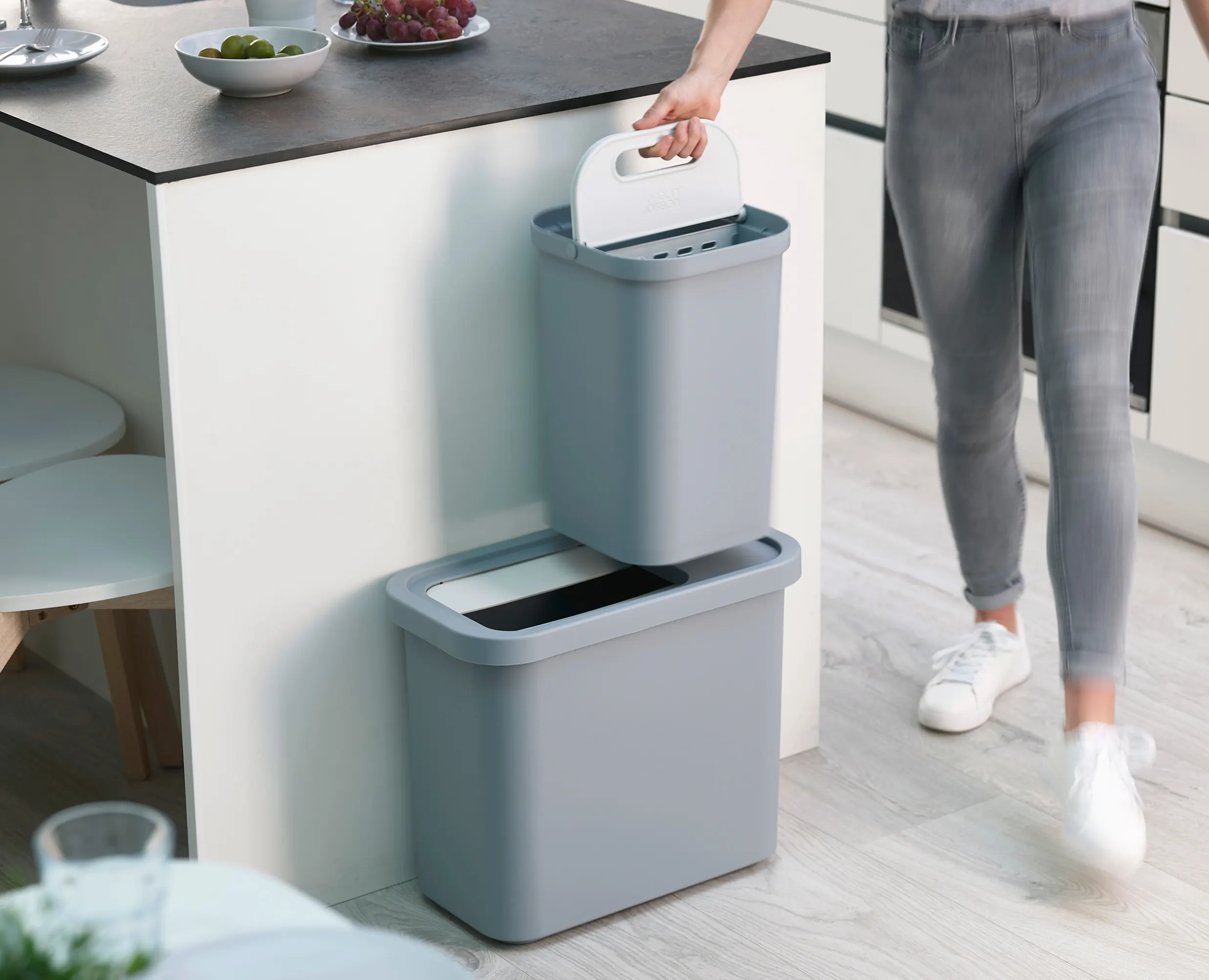 GoRecycle 46L Light Blue Recycling Collector & Caddy Set - Image 3