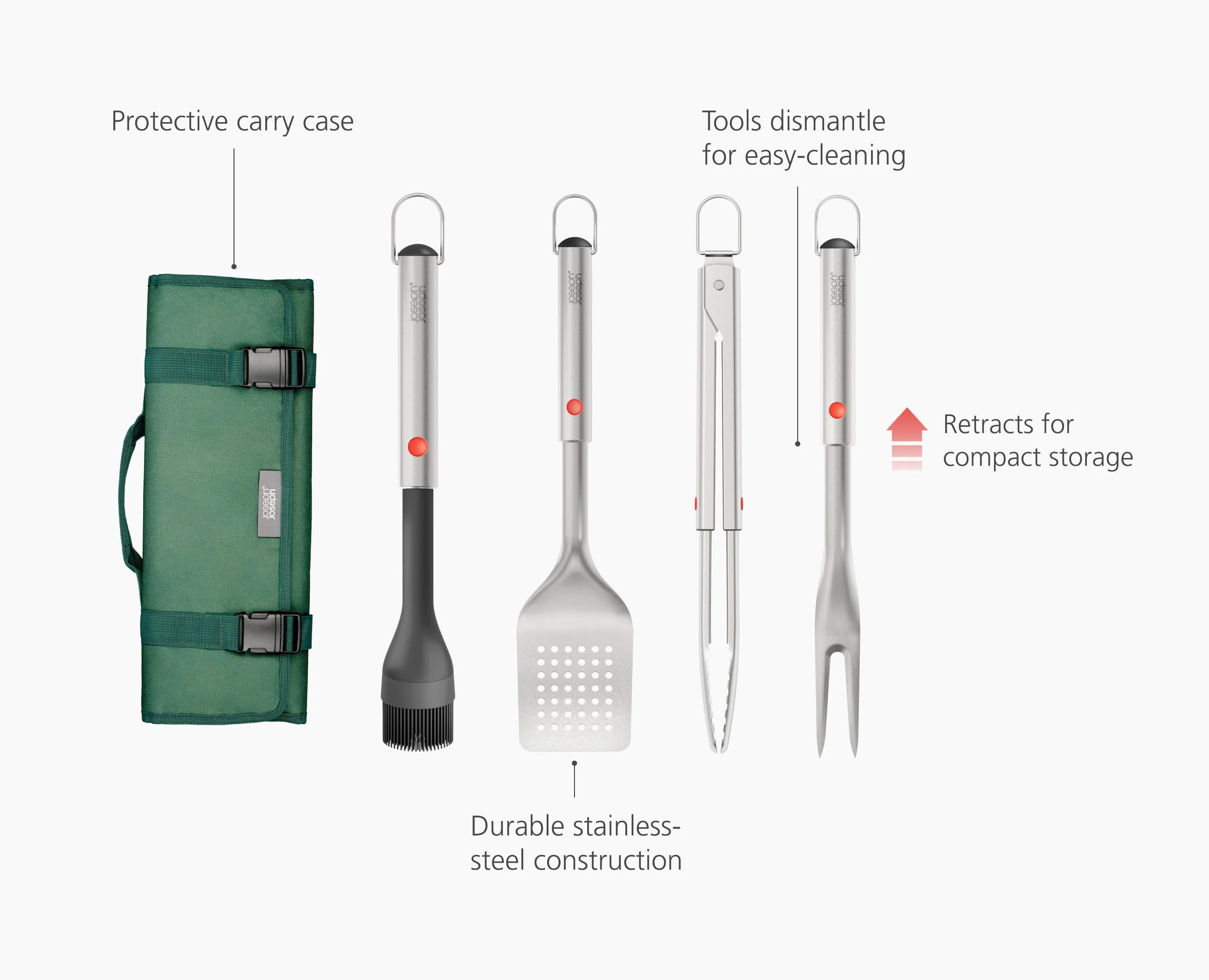 GrillOut™ 4-Piece Stainless-Steel BBQ Utensil Set with Storage Case - Image 6