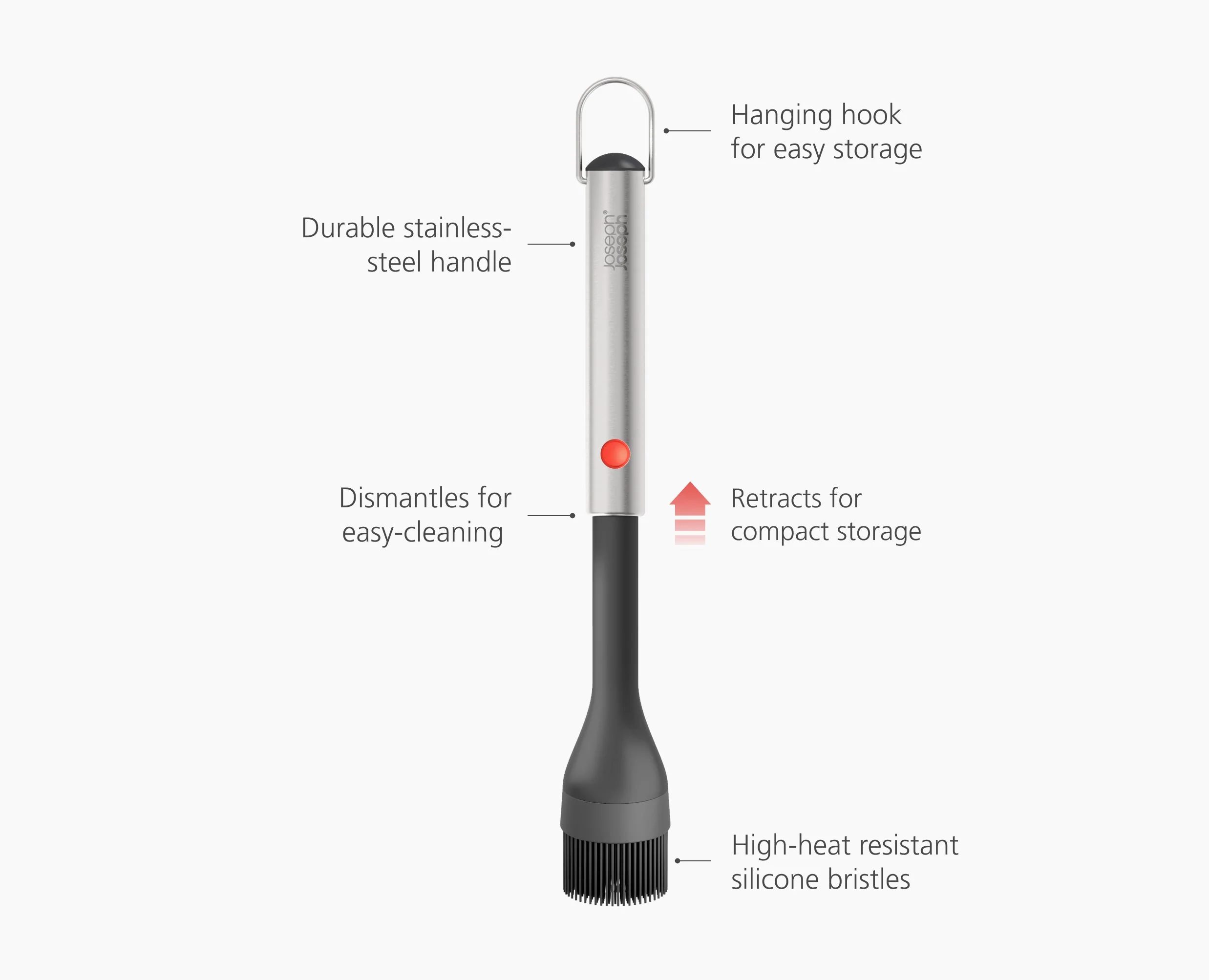 GrillOut™ Black BBQ Silicone Basting Brush with Extending Handle - Image 6