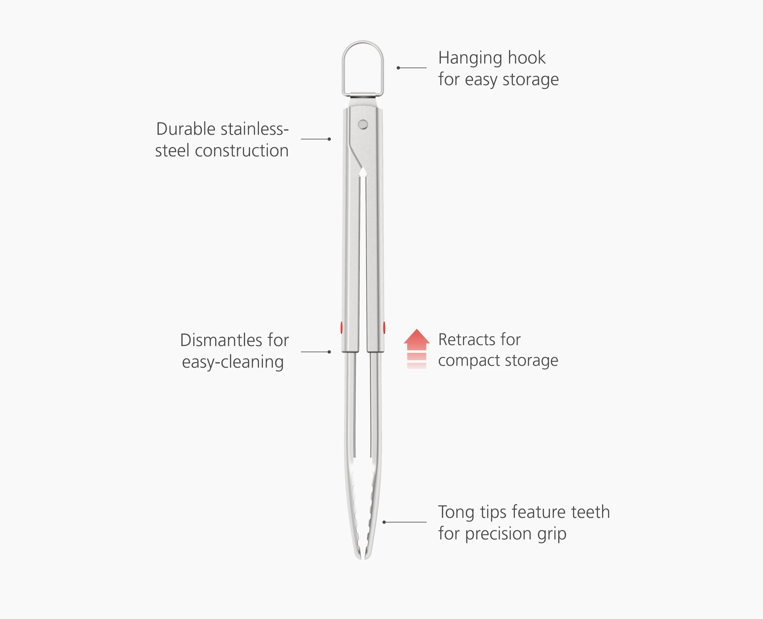 GrillOut™ Stainless-Steel BBQ Tongs with Extending Handle - Image 6
