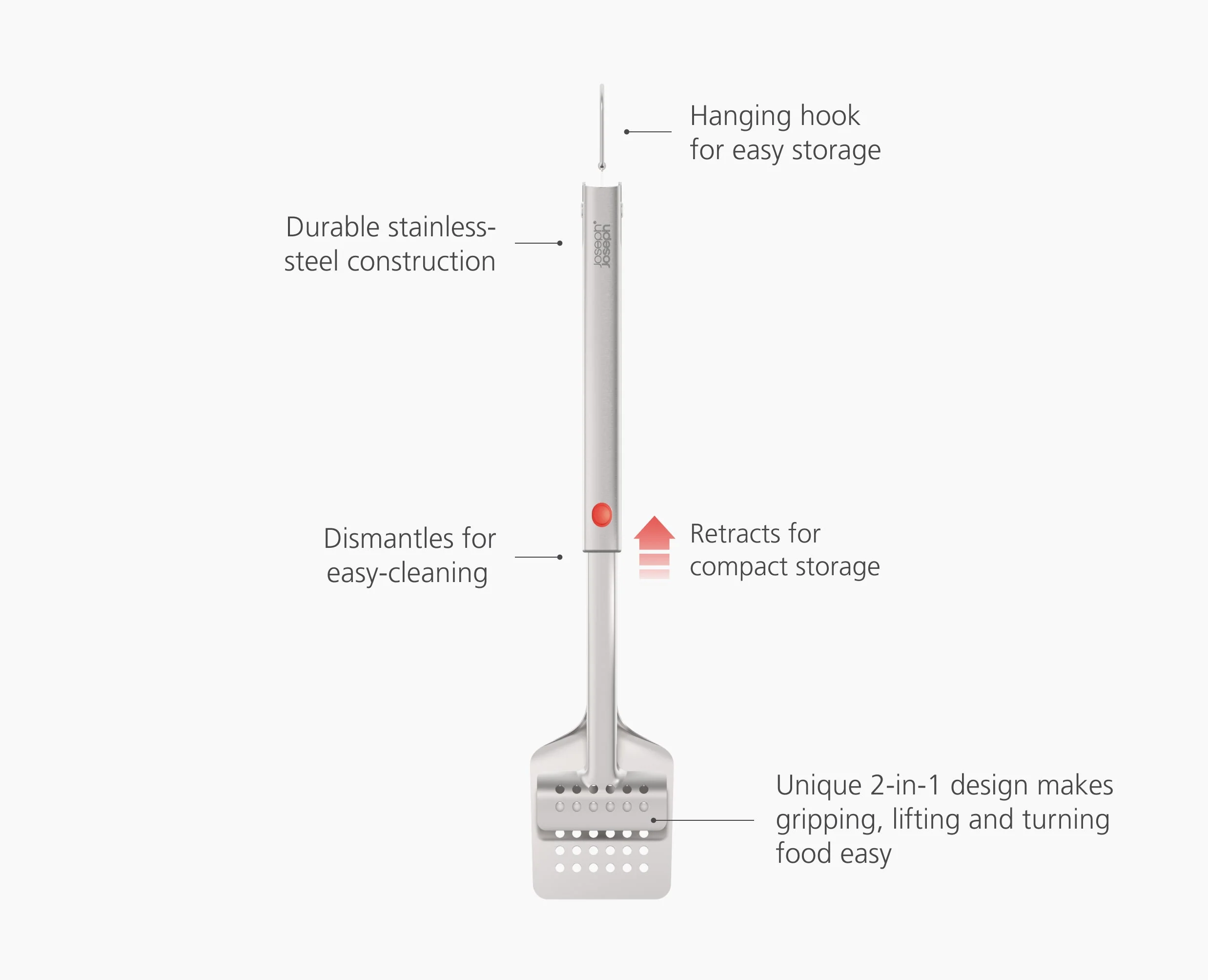 GrillOut™ Stainless-Steel BBQ Turner Tongs with Extending Handle - Image 6