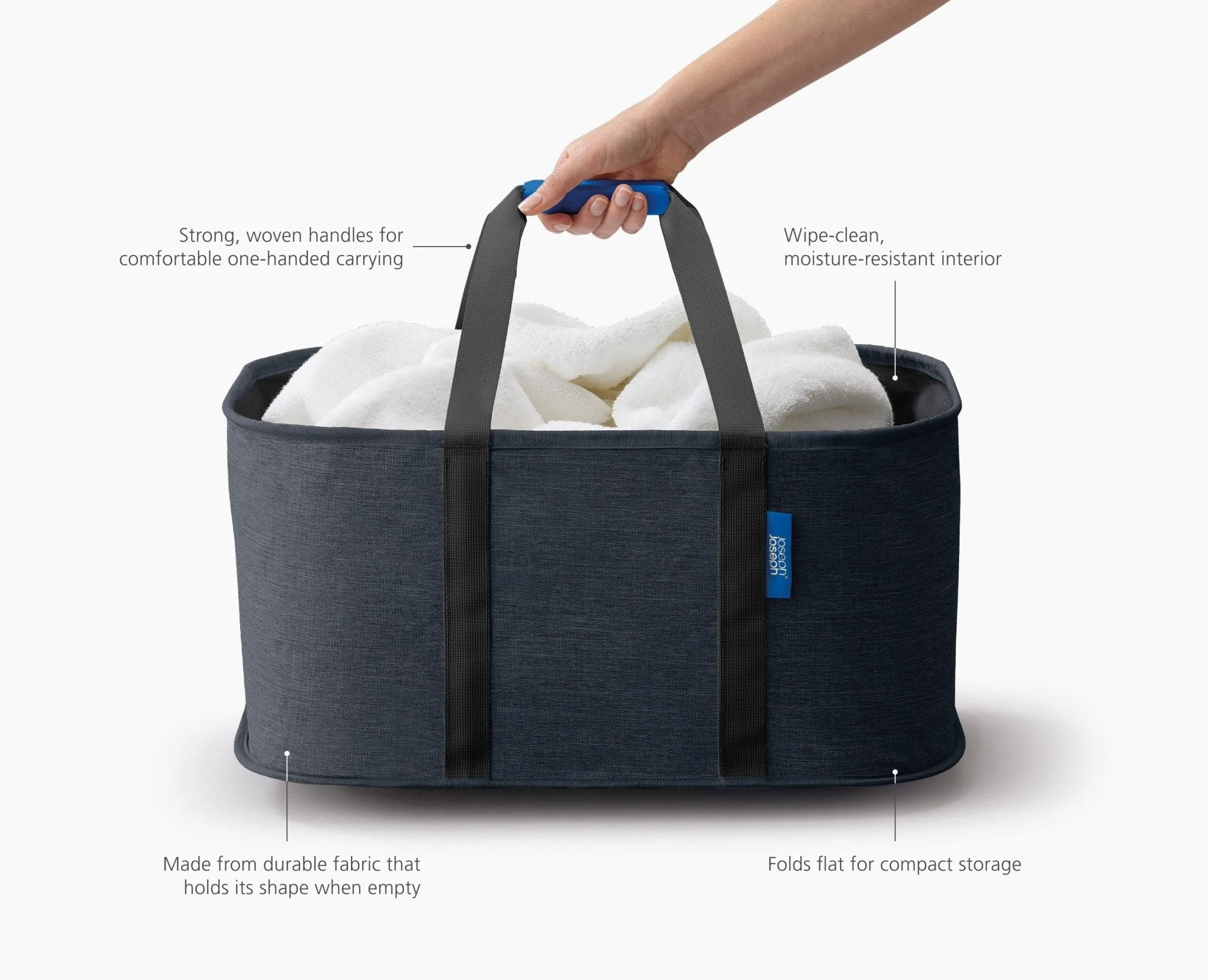 Hold-All™ Black Collapsible 35L Laundry Basket - Image 6