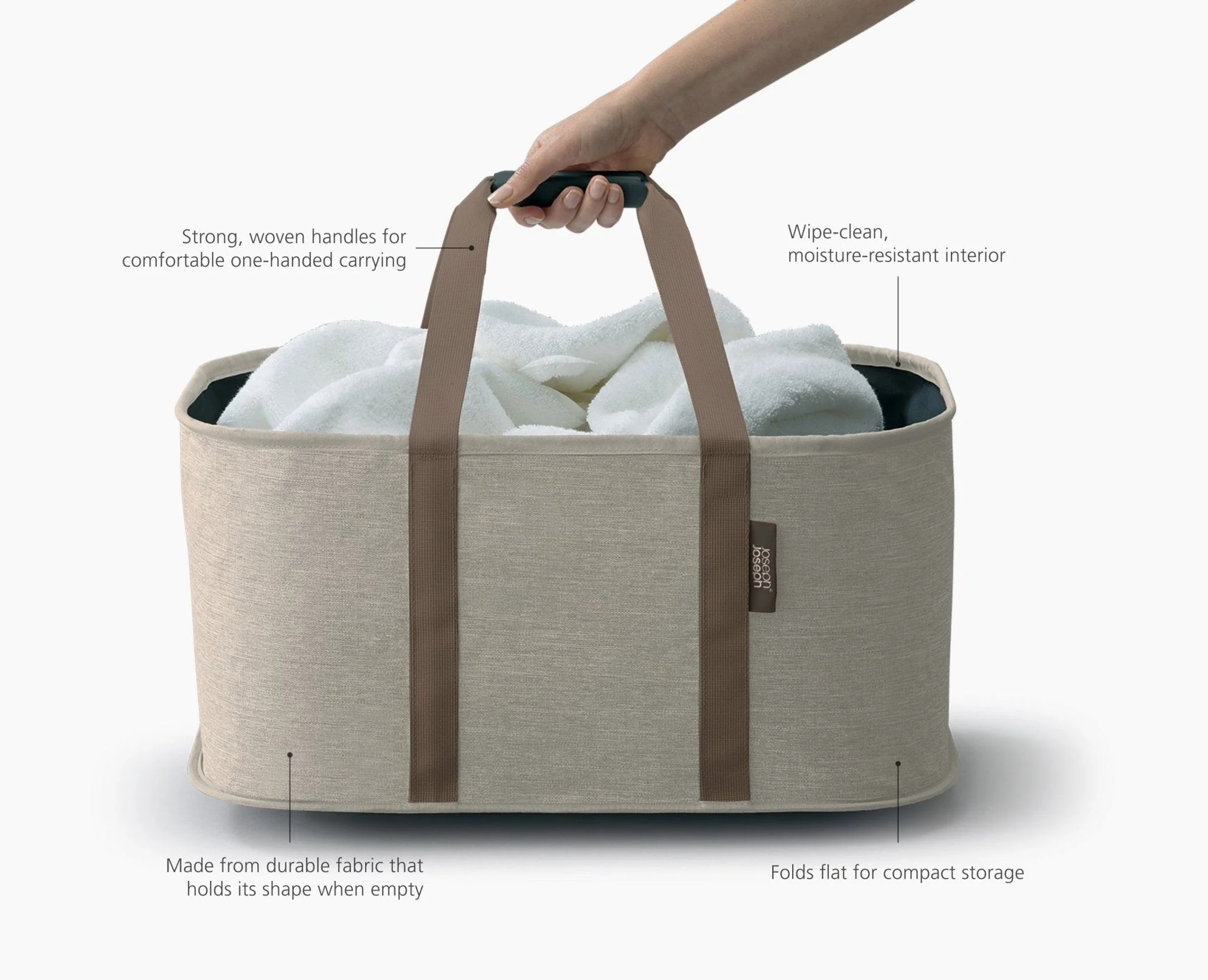 Hold-All™ Ecru Collapsible 35L Laundry Basket - Image 6