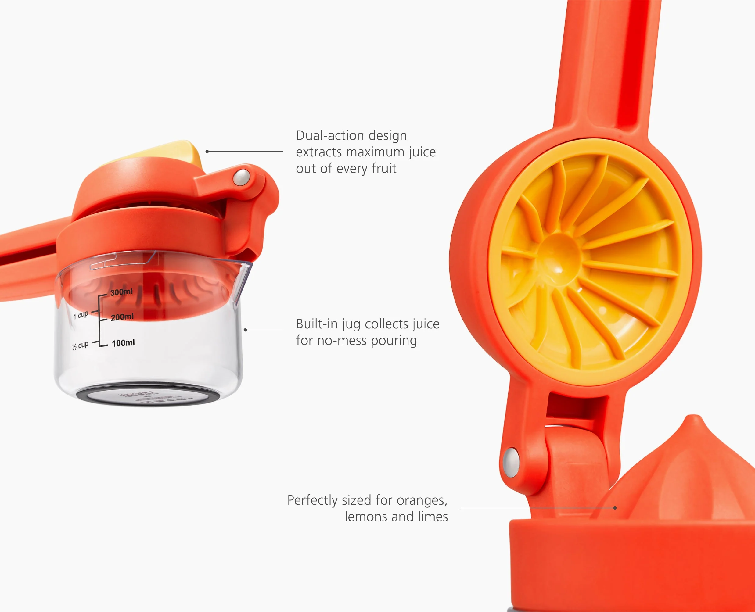 JuiceMax™ Plus Dual-Action Orange Citrus Press with Measuring Cup - Image 6