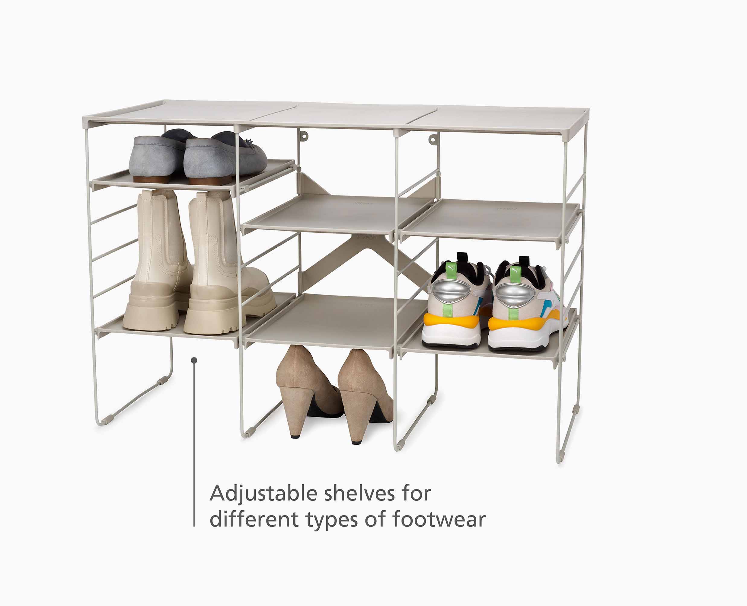 Level™ Plus Large Adjustable Ecru Shoe Rack - Image 8