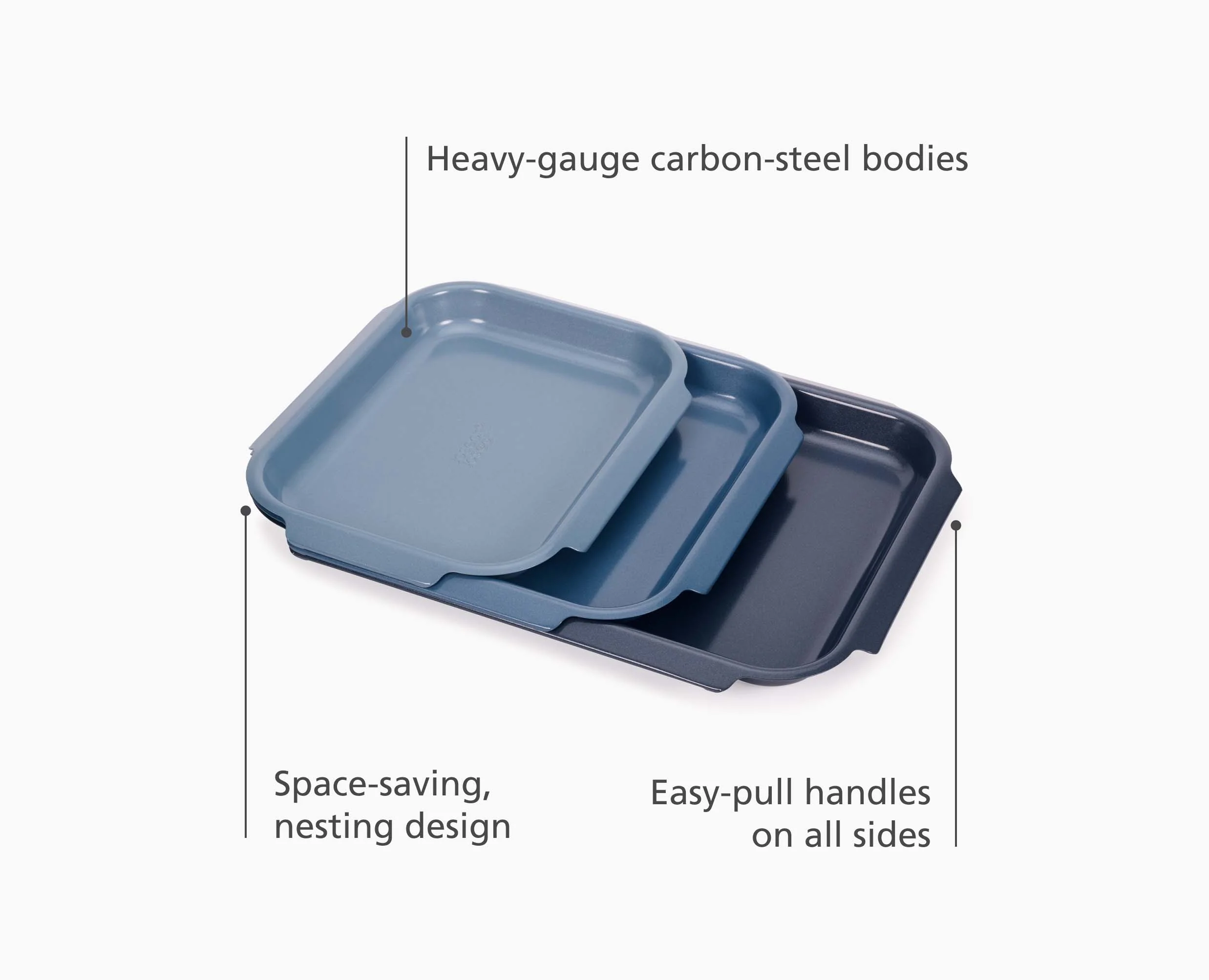Nest™ Bake Non-Stick 3-piece Blue Baking Tray Set - Image 4