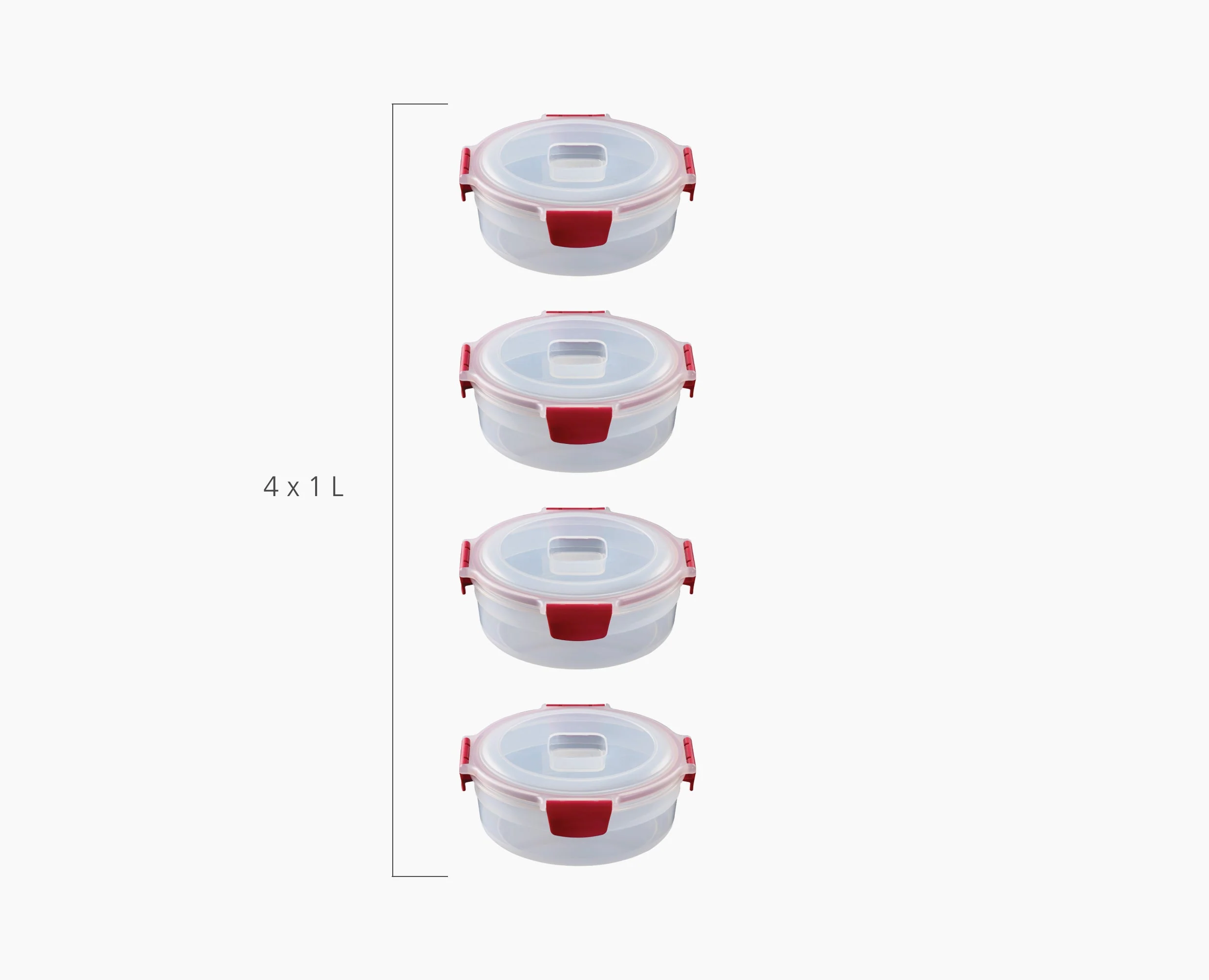 Nest™ Lock 4-Piece Red 1L Round Food Container Set - Image 5