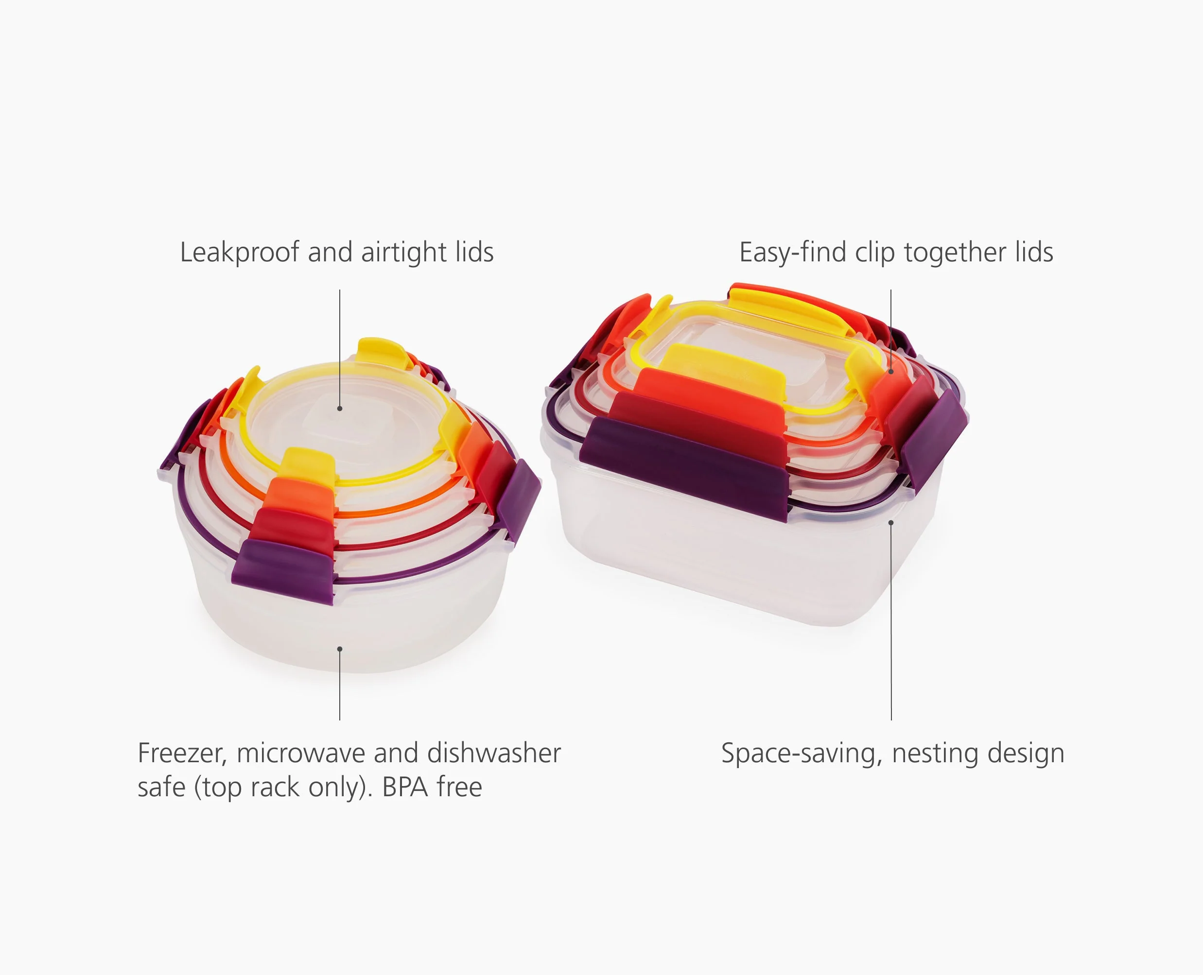 Nest™ Lock 8-Piece Multicolour Mixed Food Container Set - Image 6