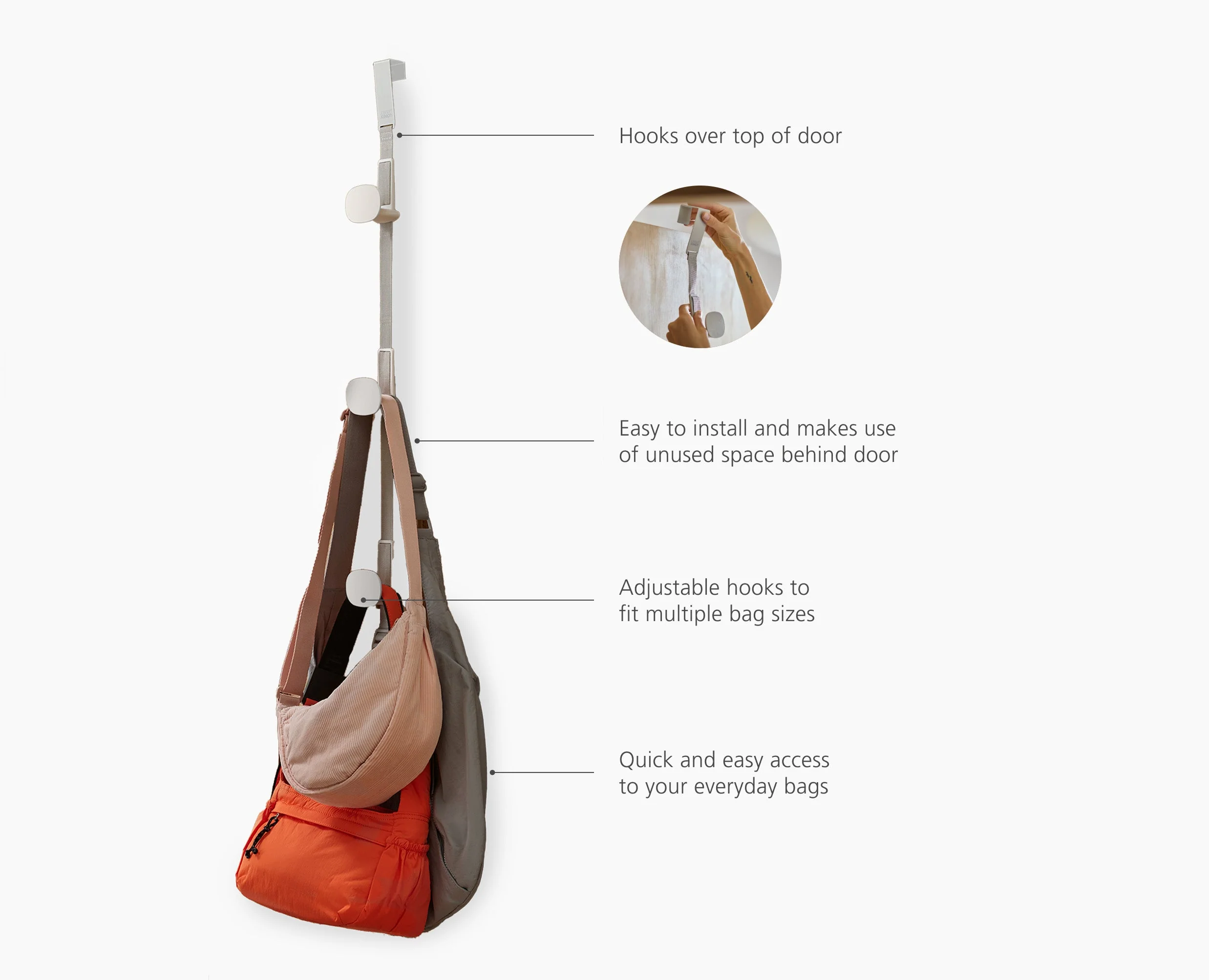 Orderly™ Ecru Over-Door Handbag Storage Holder - Image 6