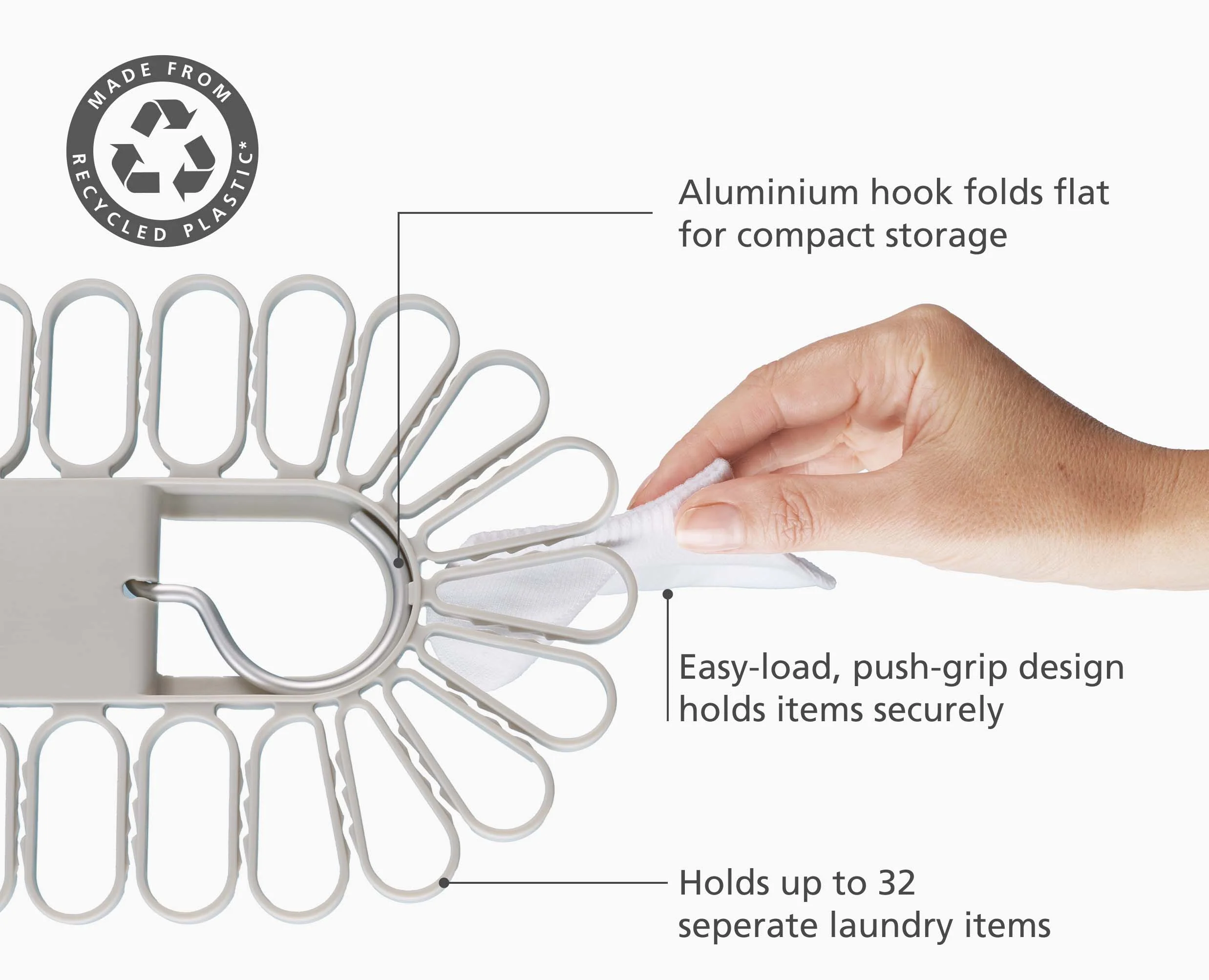 Petal™ 32-piece Quick-grip Ecru Drying Hanger - Image 4