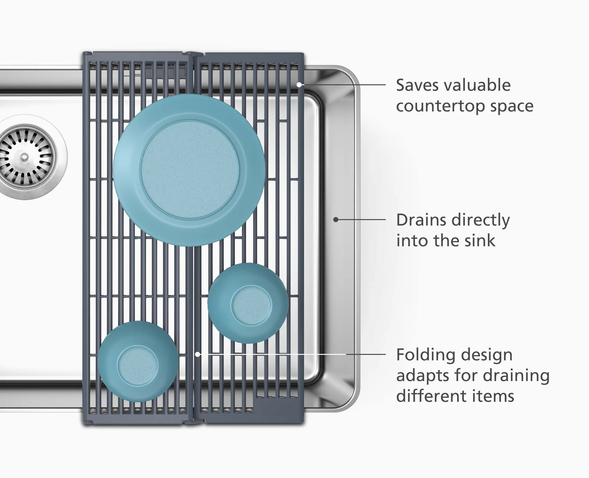 Platform Folding Grey Sink Drainer - Image 3