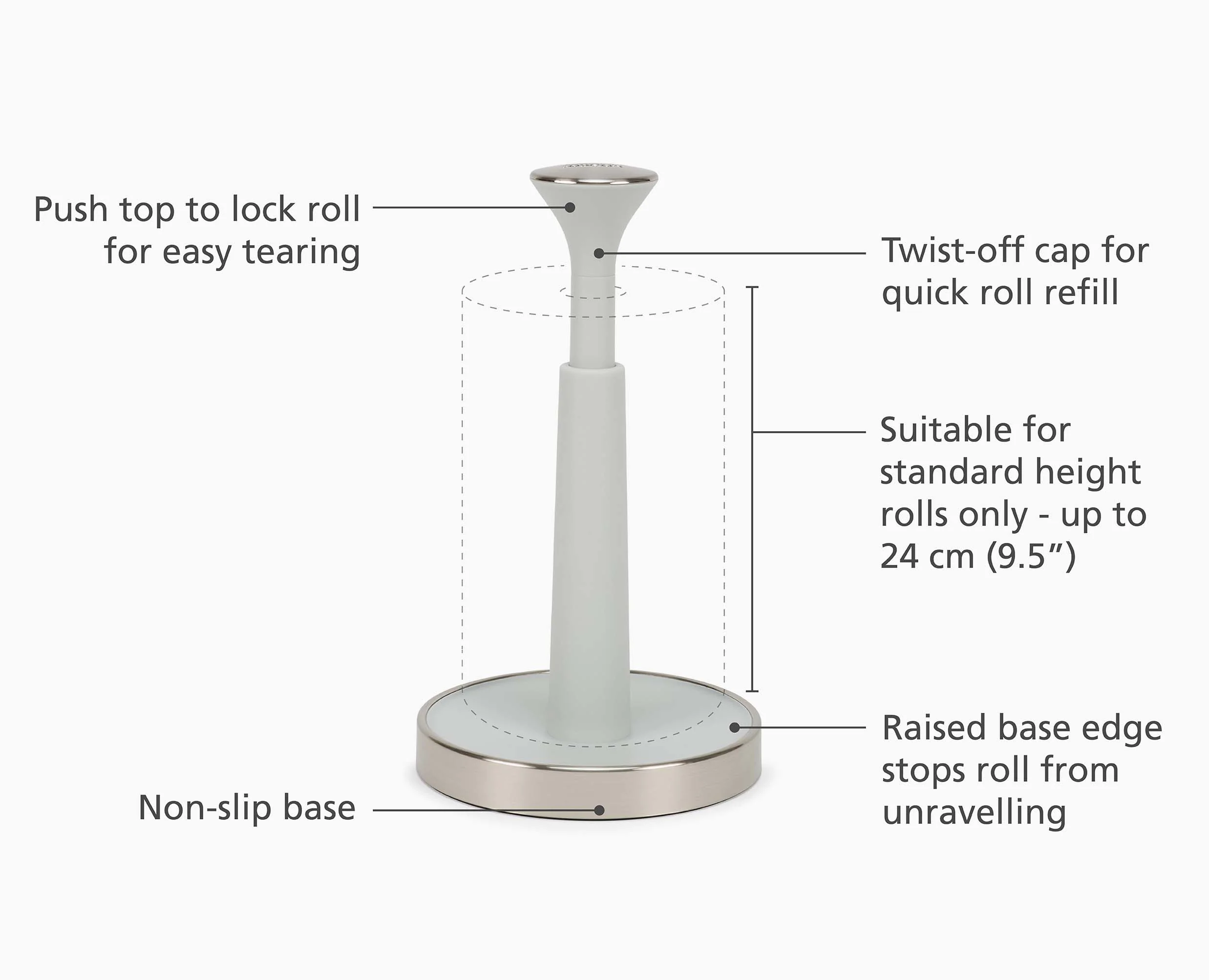 Push&Tear™ Stone Kitchen Roll Holder - Image 6
