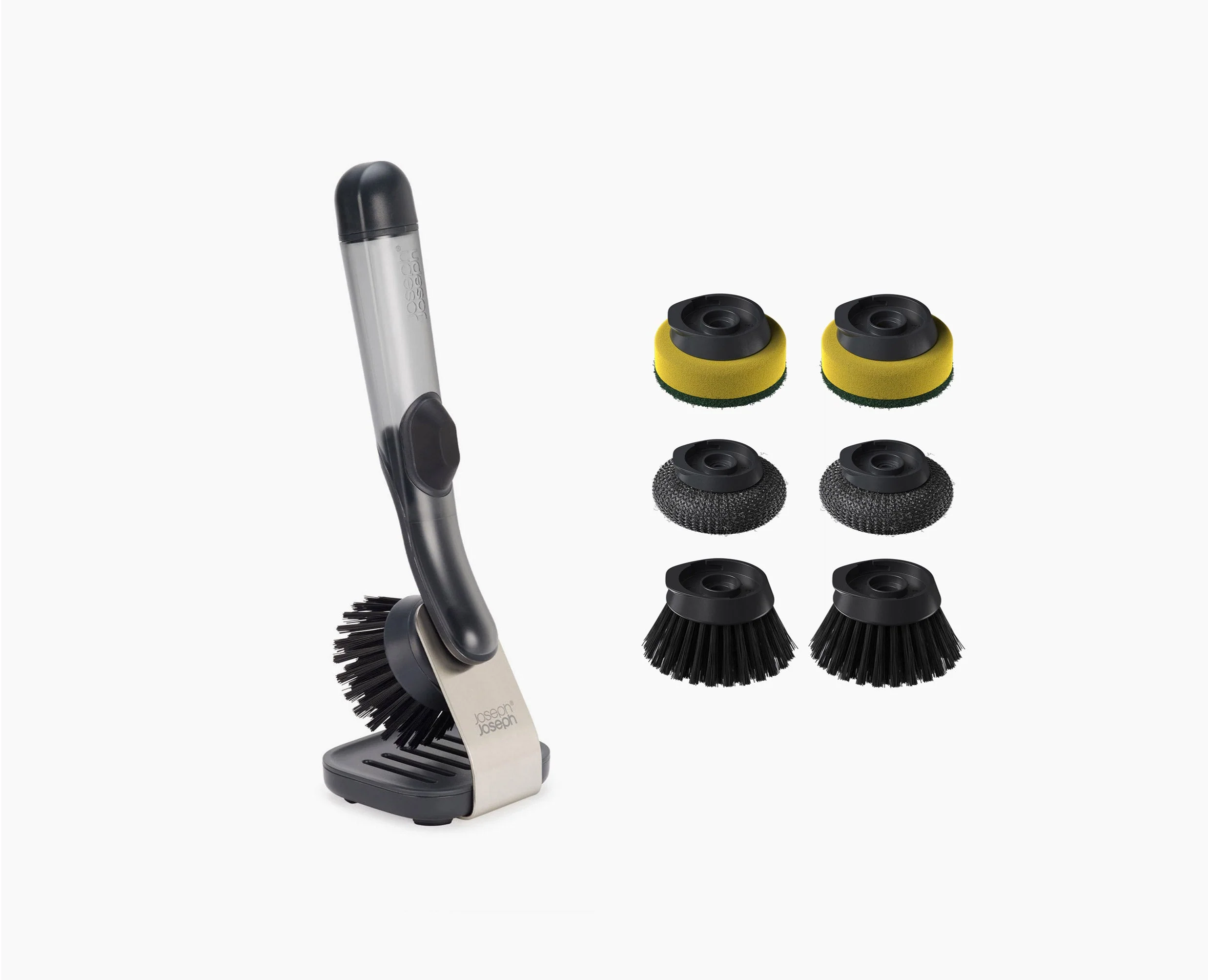 SinkTech™ Soap Dispensing Washing-Up Brush with Steel Stand & Extra Heads - Image 3