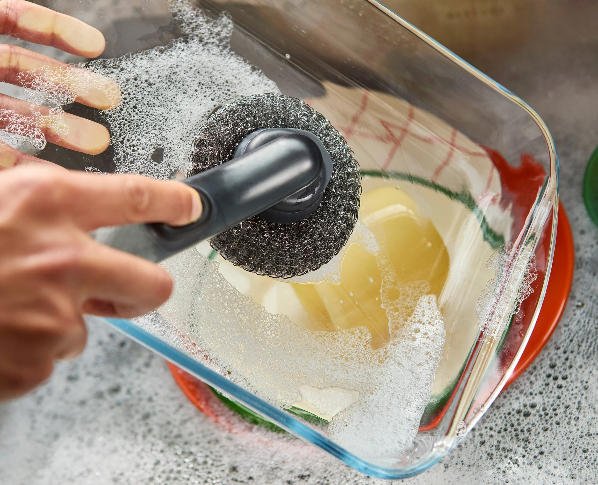 SinkTech™ Soap Dispensing Washing-Up Brush with Steel Stand & Extra Heads - Image 4