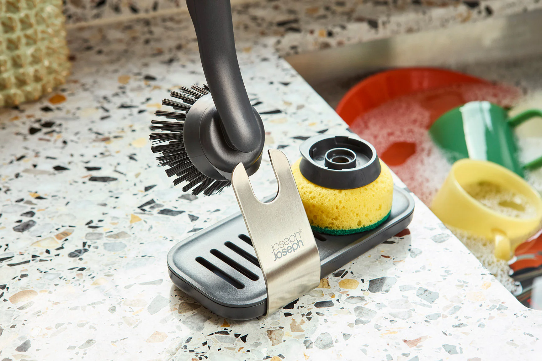 SinkTech™ Washing Up Brush & Sponge Set with Steel Stand - Image 5