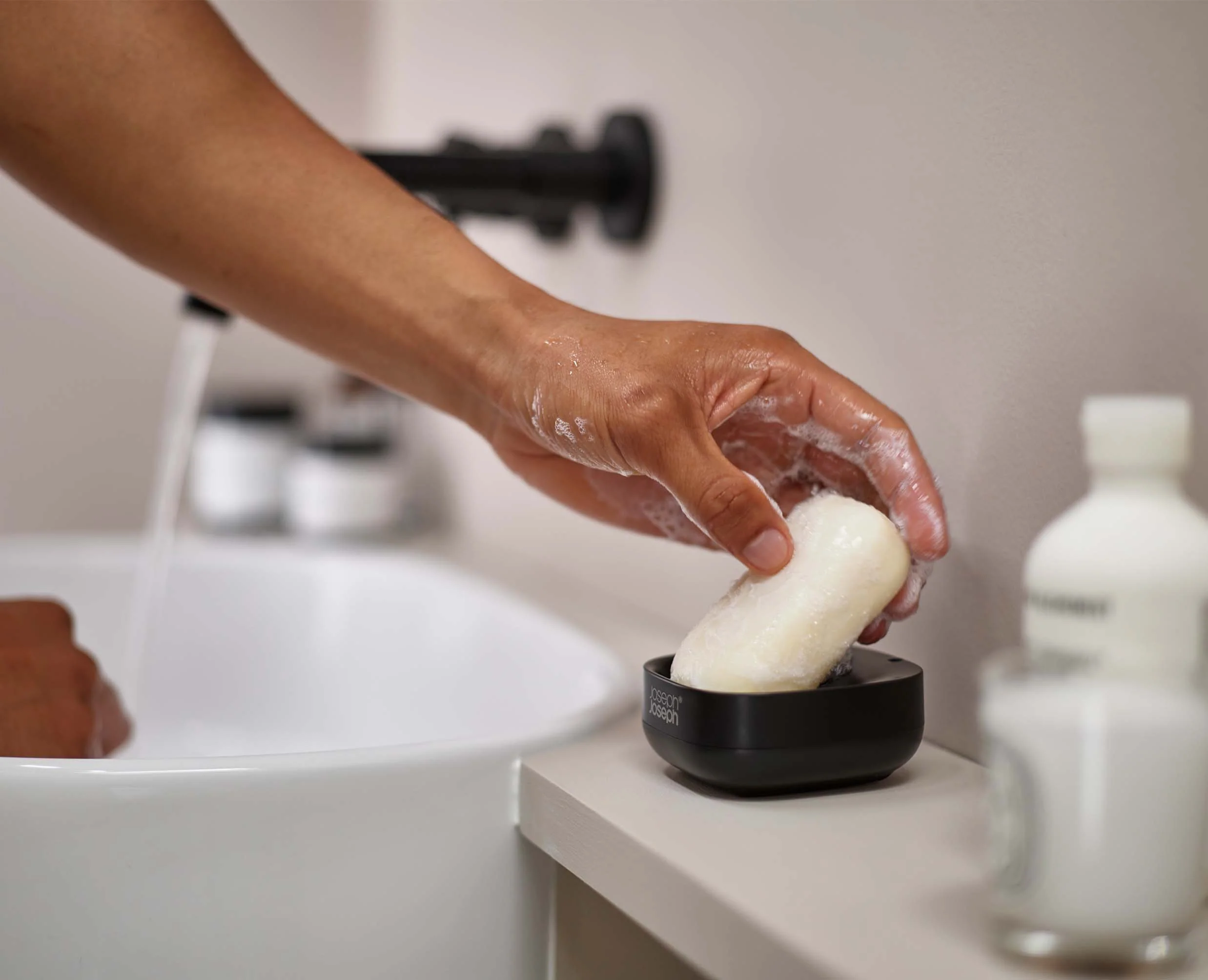 Slim™ Compact Matt Black Soap Dish - Image 3