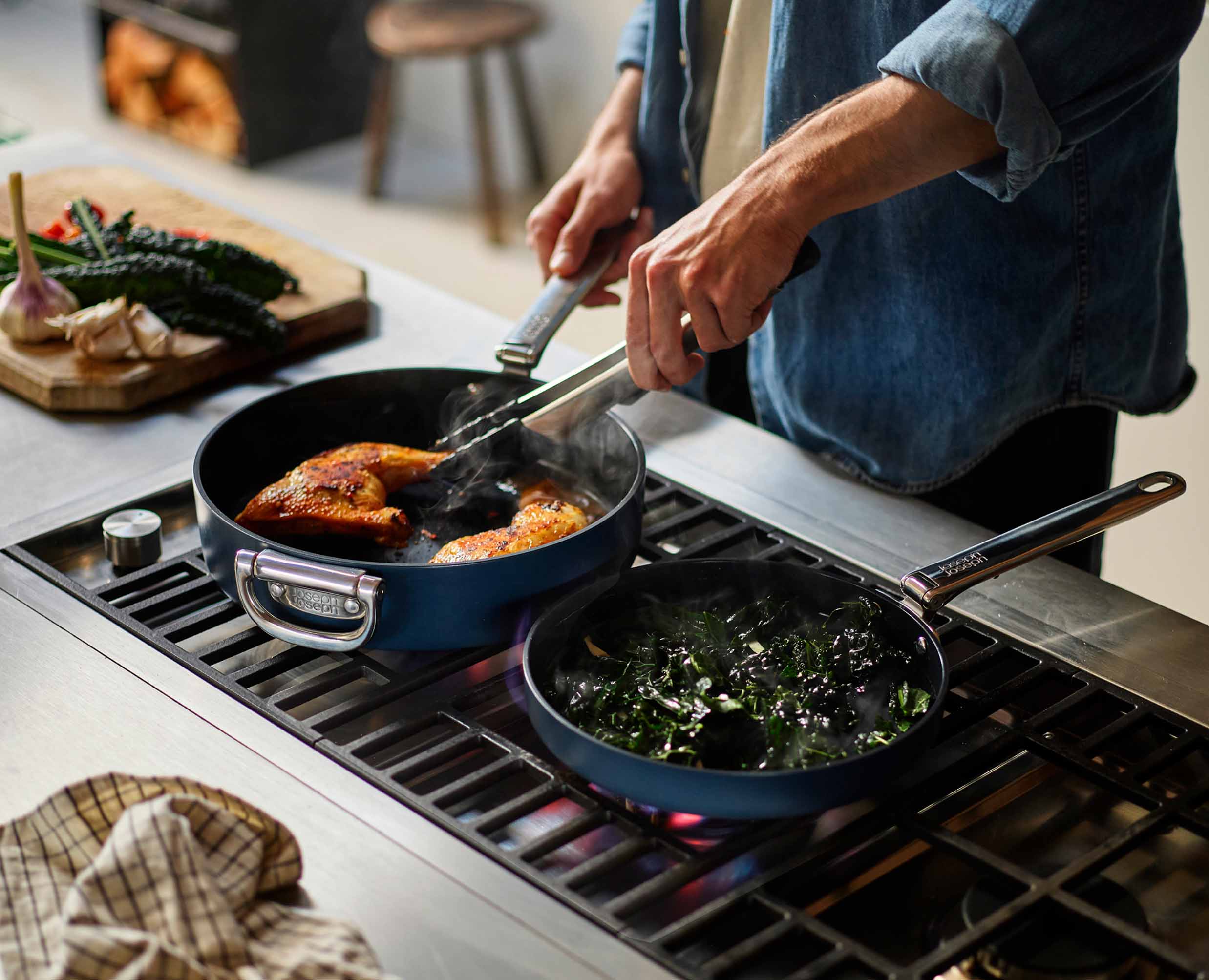 Space Folding Handle Ceramic Non-stick 20cm Blue Frying Pan - Image 3