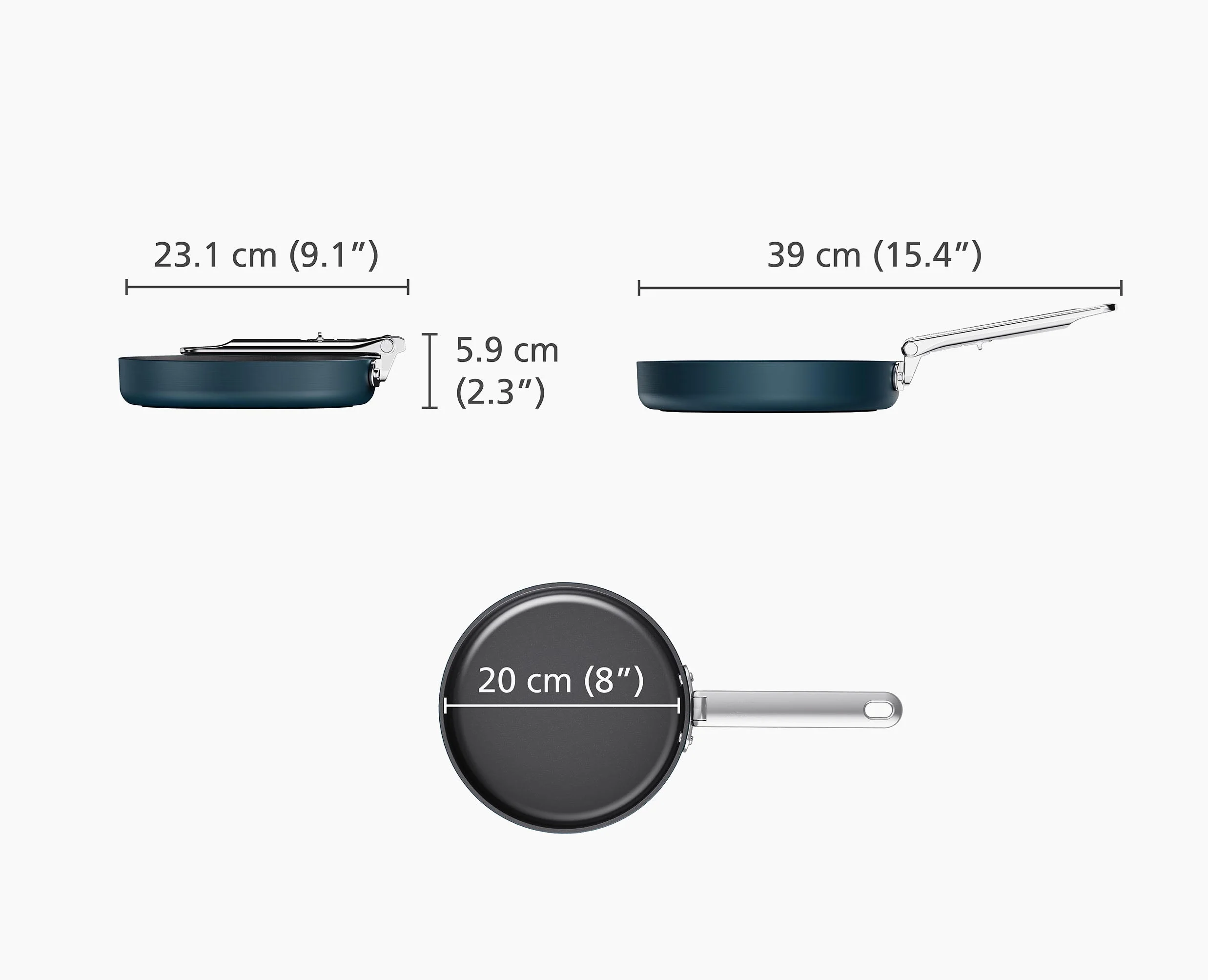 Space Folding Handle Ceramic Non-stick 20cm Blue Frying Pan - Image 6