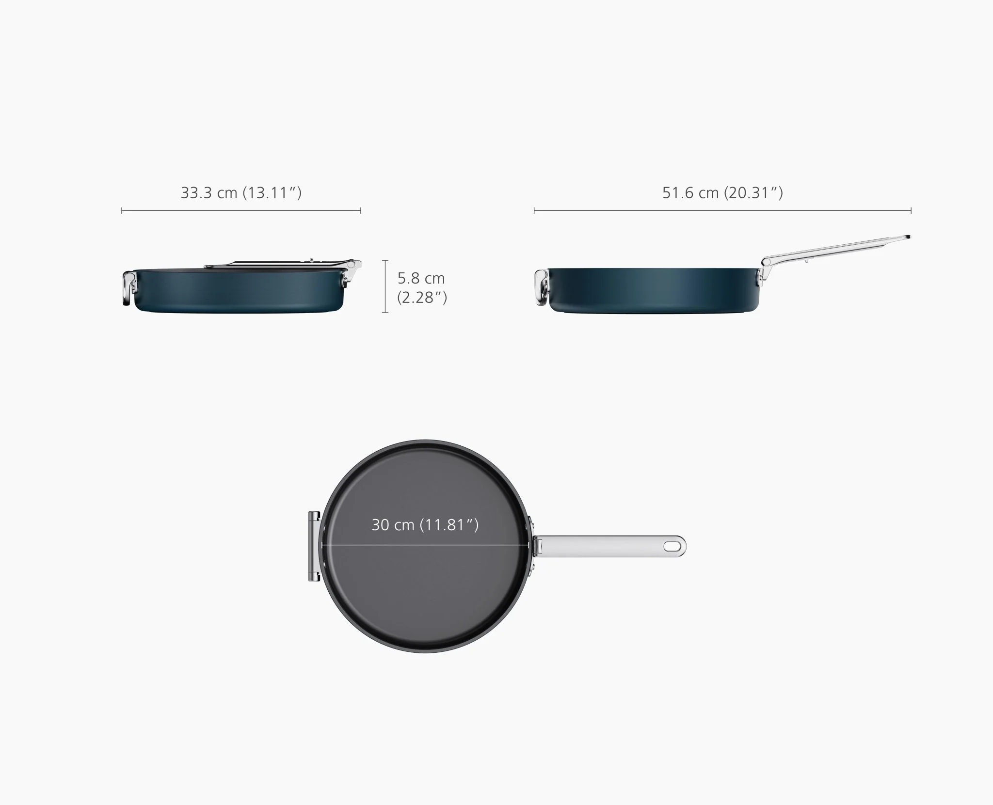 Space Folding Handle Non-Stick 30cm Blue Shallow Frying Pan - Image 6