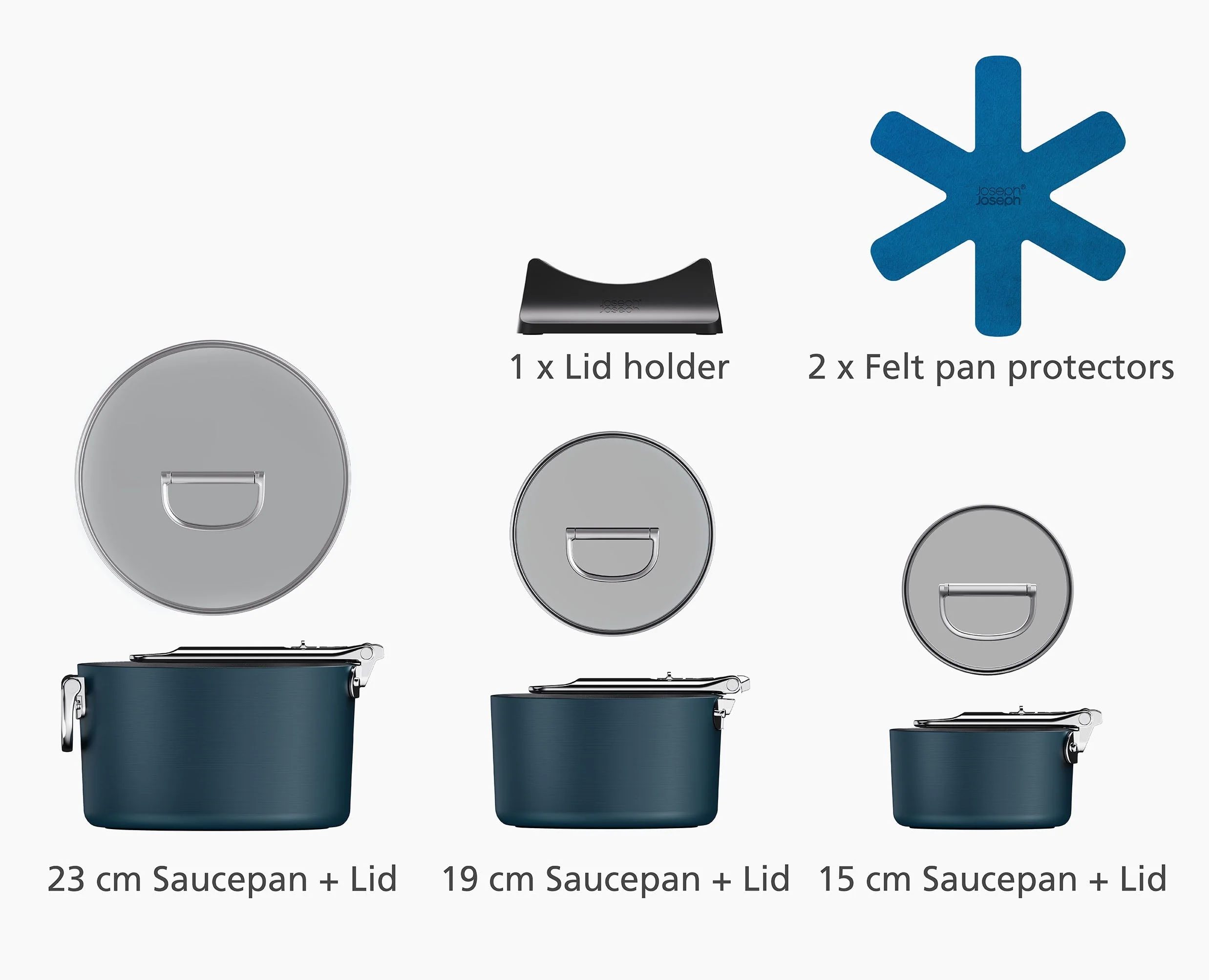 Space Folding Handle Ceramic Non-stick 3-piece Blue Saucepan Set - Image 6