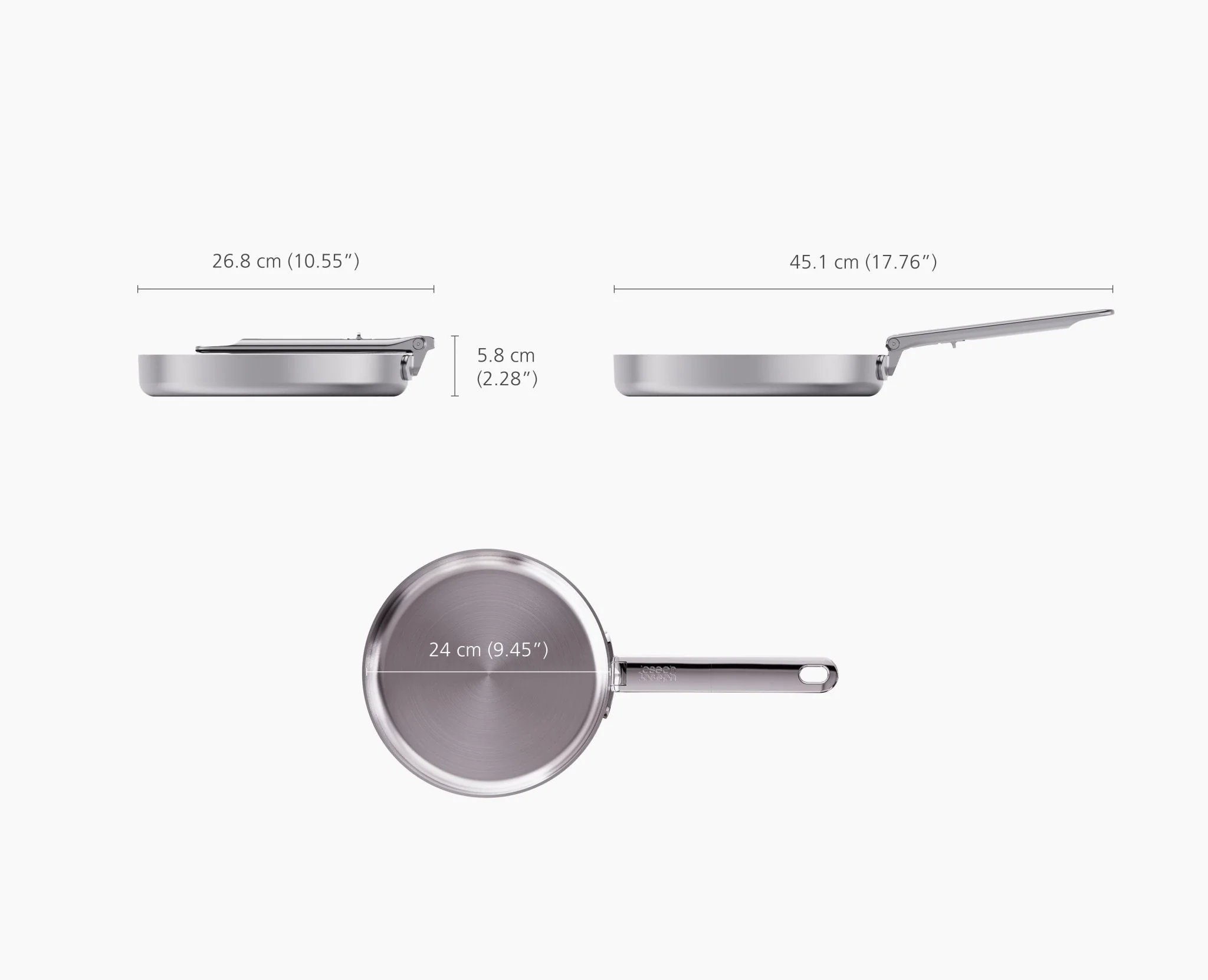 Space Steel Folding Handle 24cm Frying Pan - Image 5