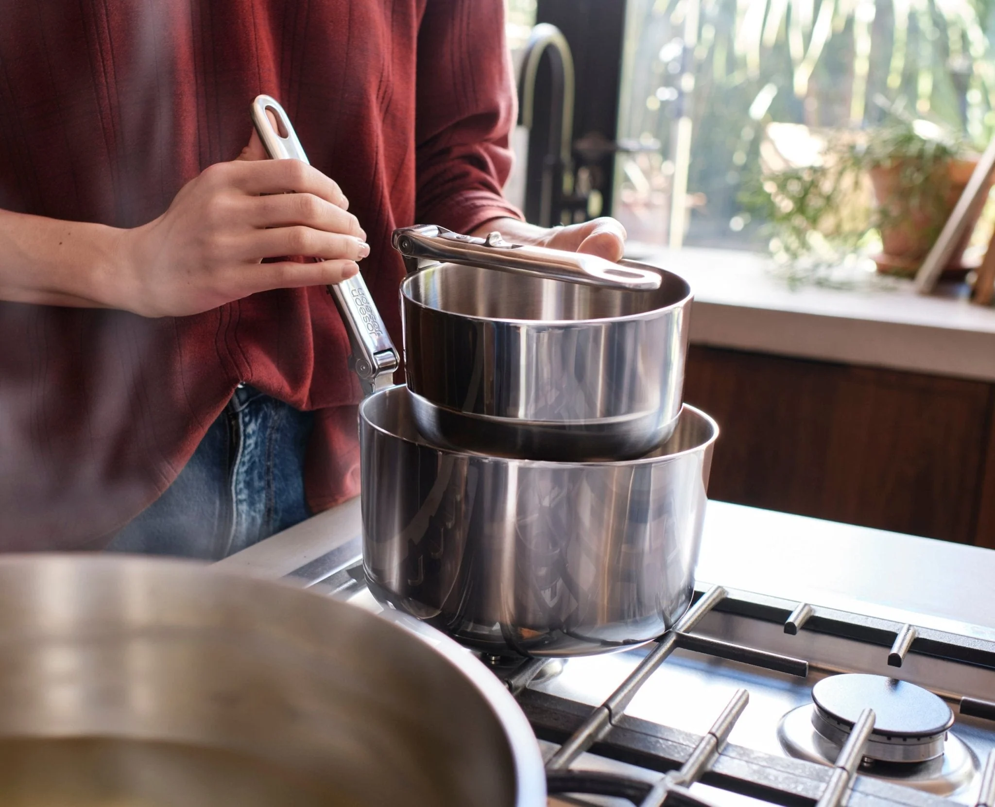 Space Steel Folding Handle 6-Piece Cookware Set - Image 4