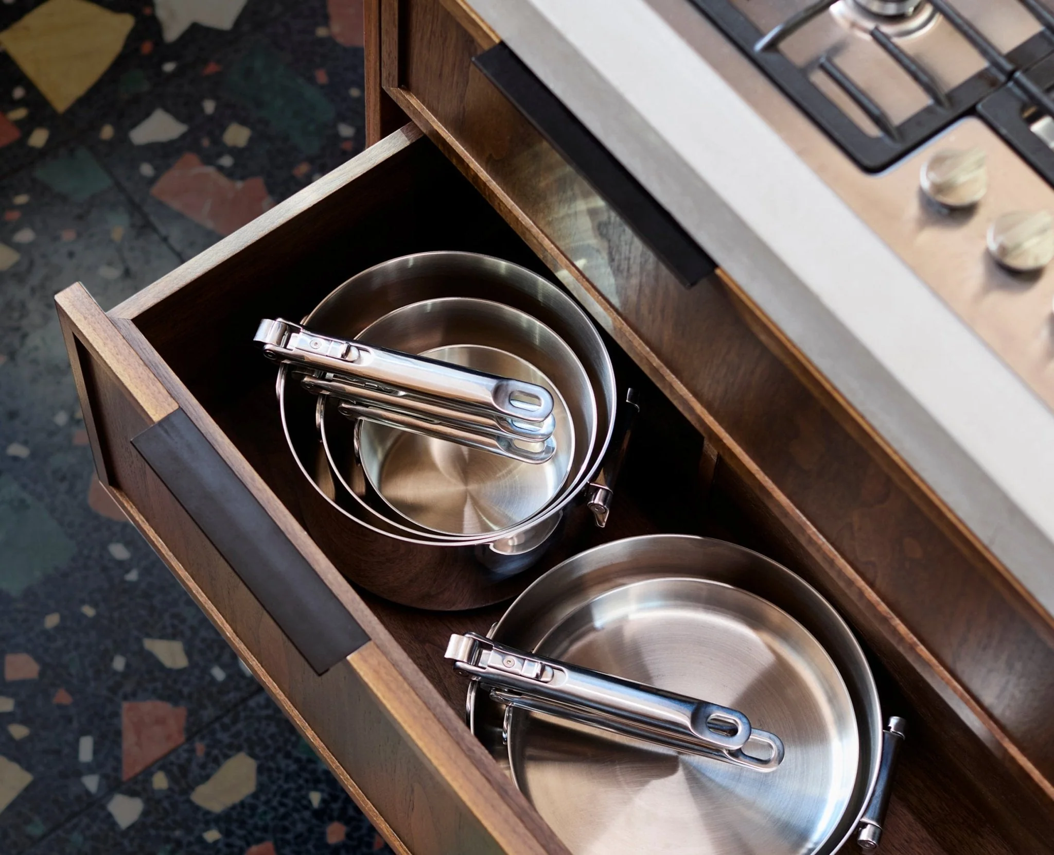 Space Steel Folding Handle 6-Piece Cookware Set - Image 5