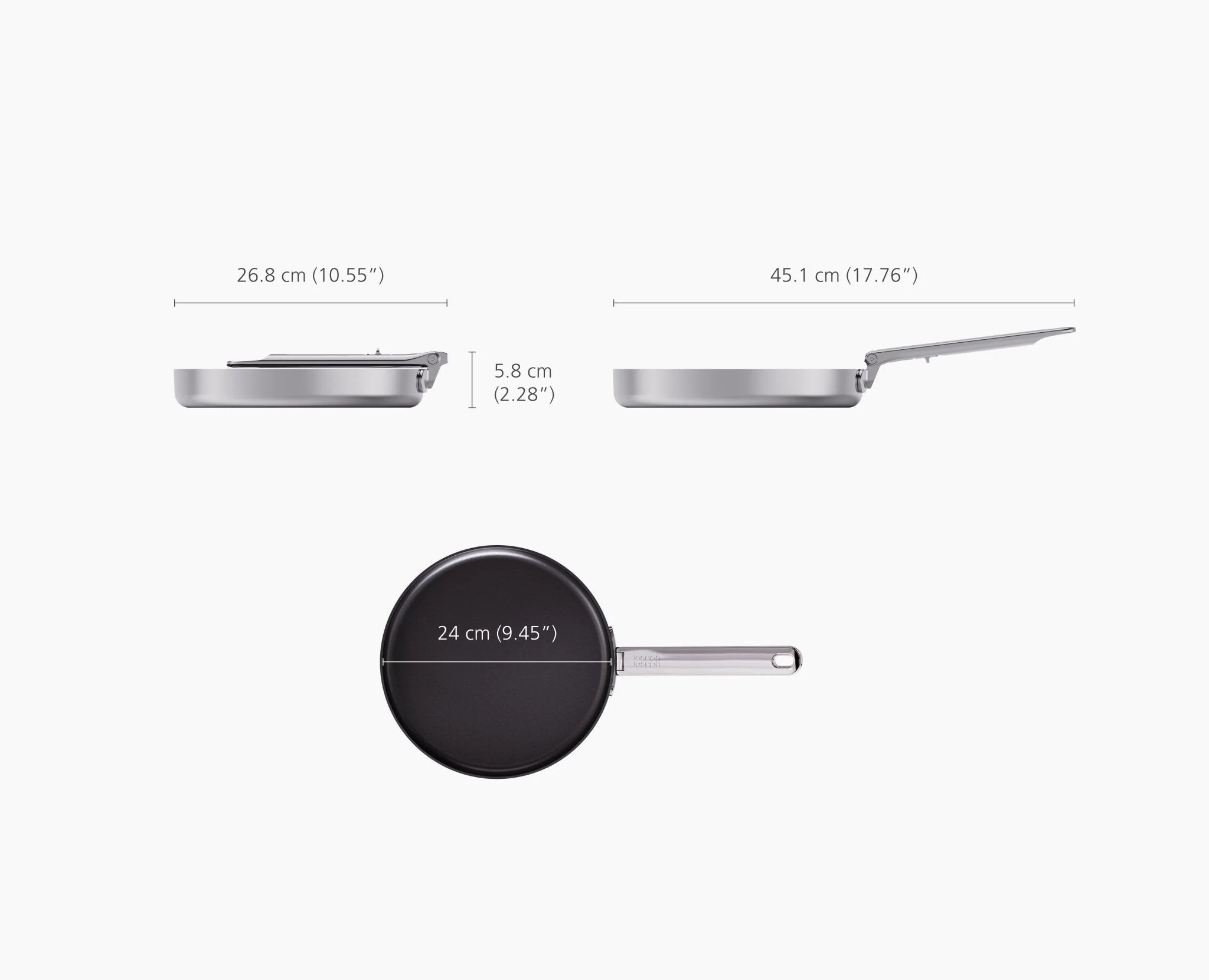 Space Steel Folding Handle Non-Stick 24cm Frying Pan - Image 6