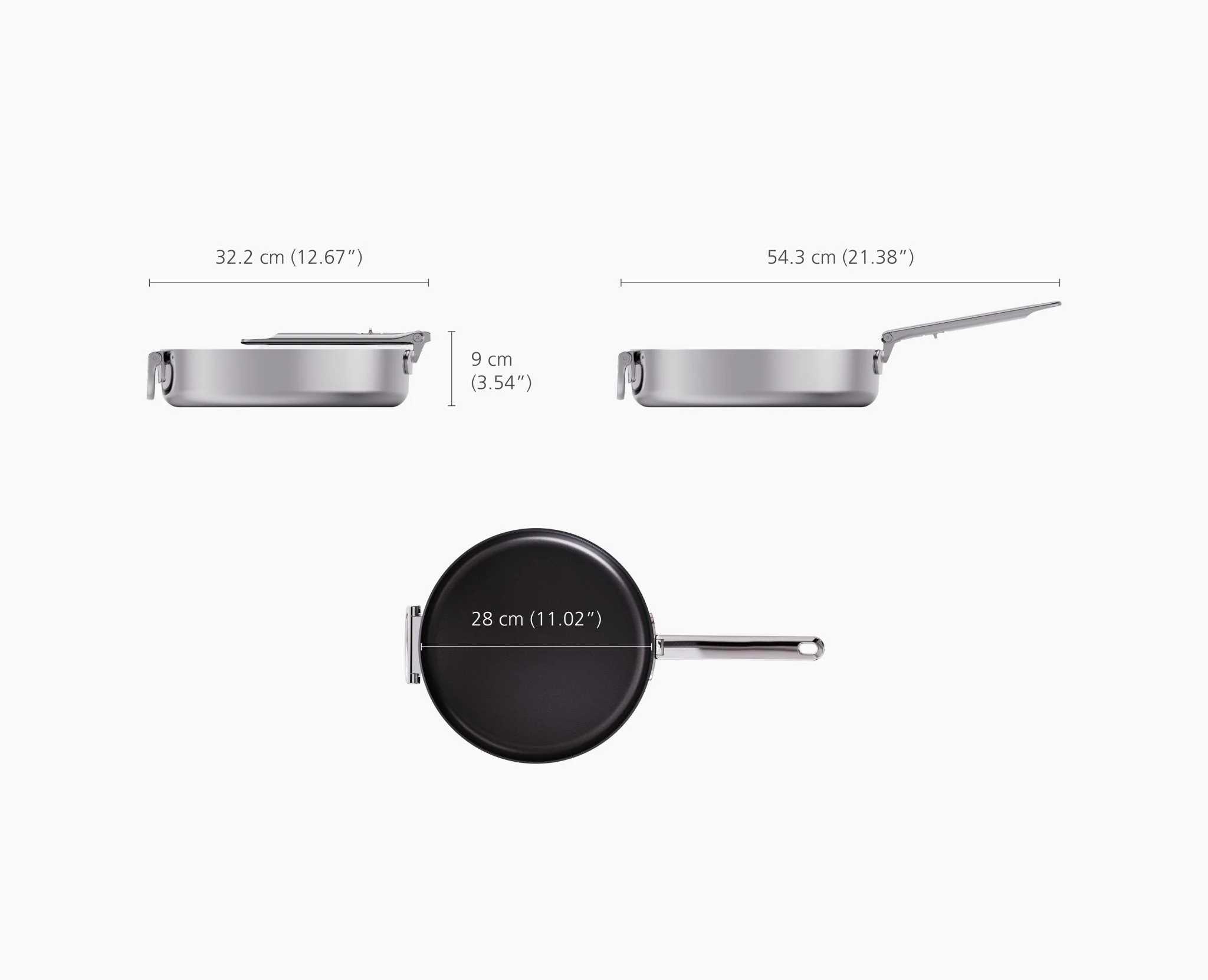 Space Steel Folding Handle Non-Stick 28cm Frying Pan - Image 6