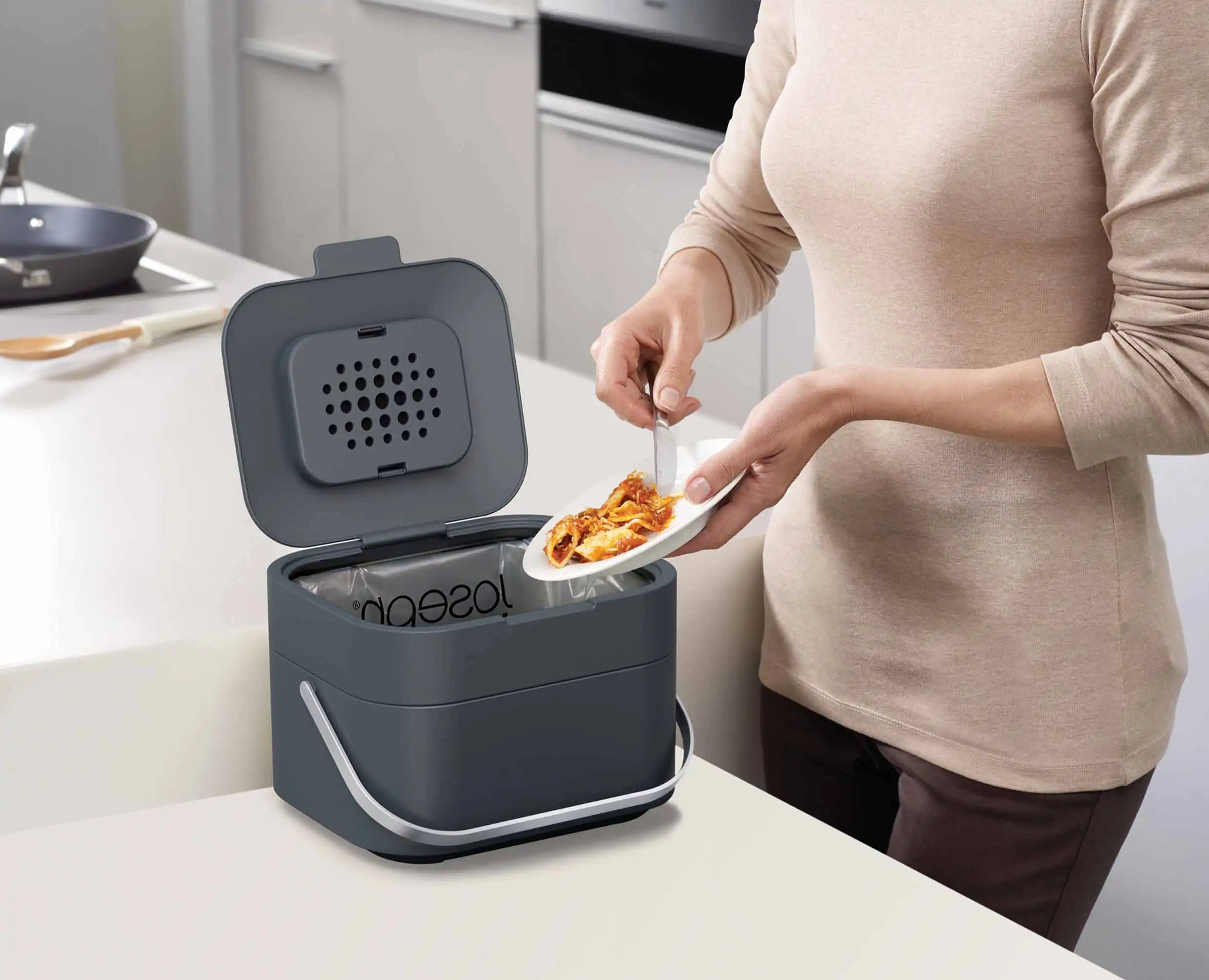 Stack 4L Grey Food Waste Caddy - Image 3