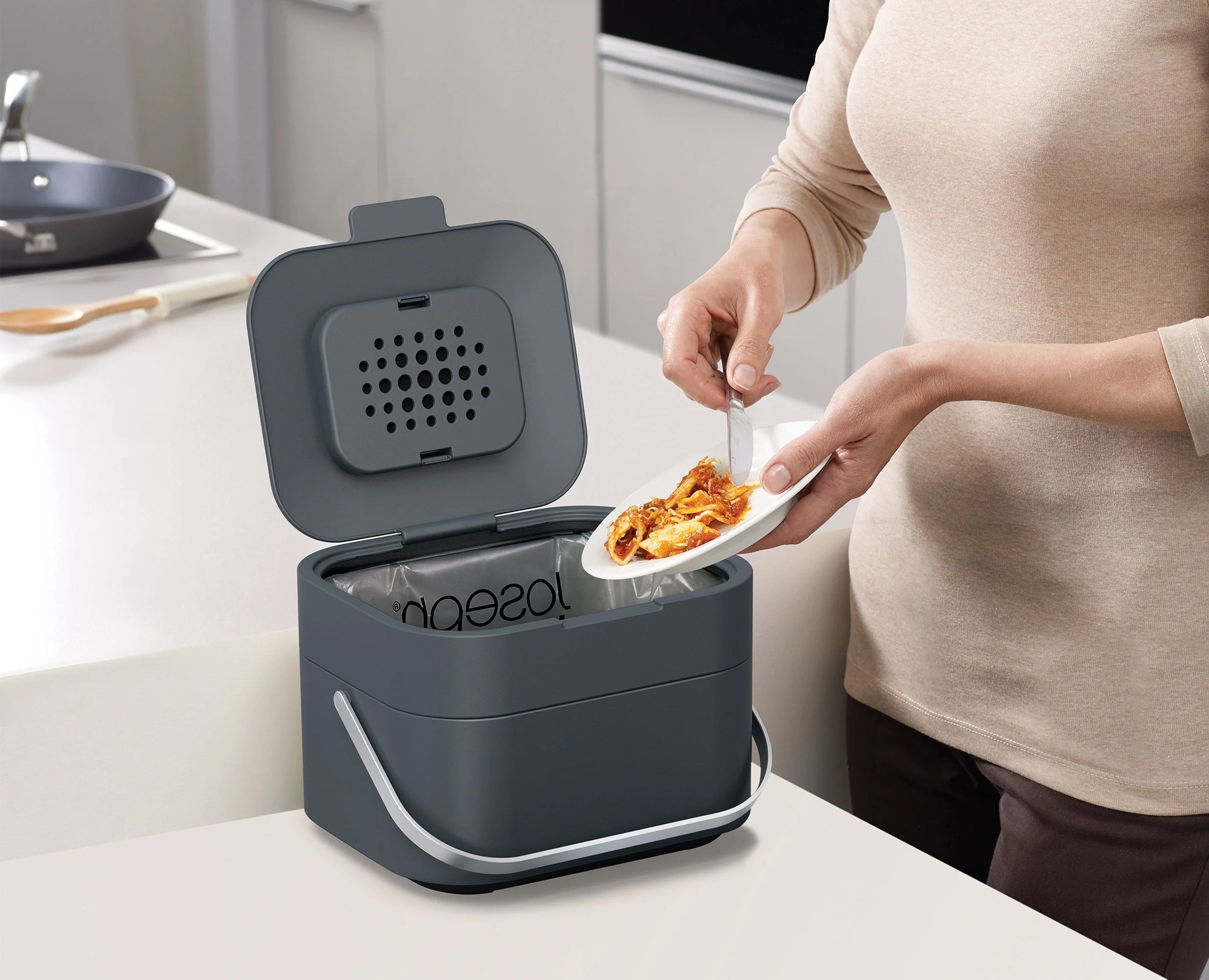 Stack 4L Grey Food Waste Caddy Starter Set - Image 4
