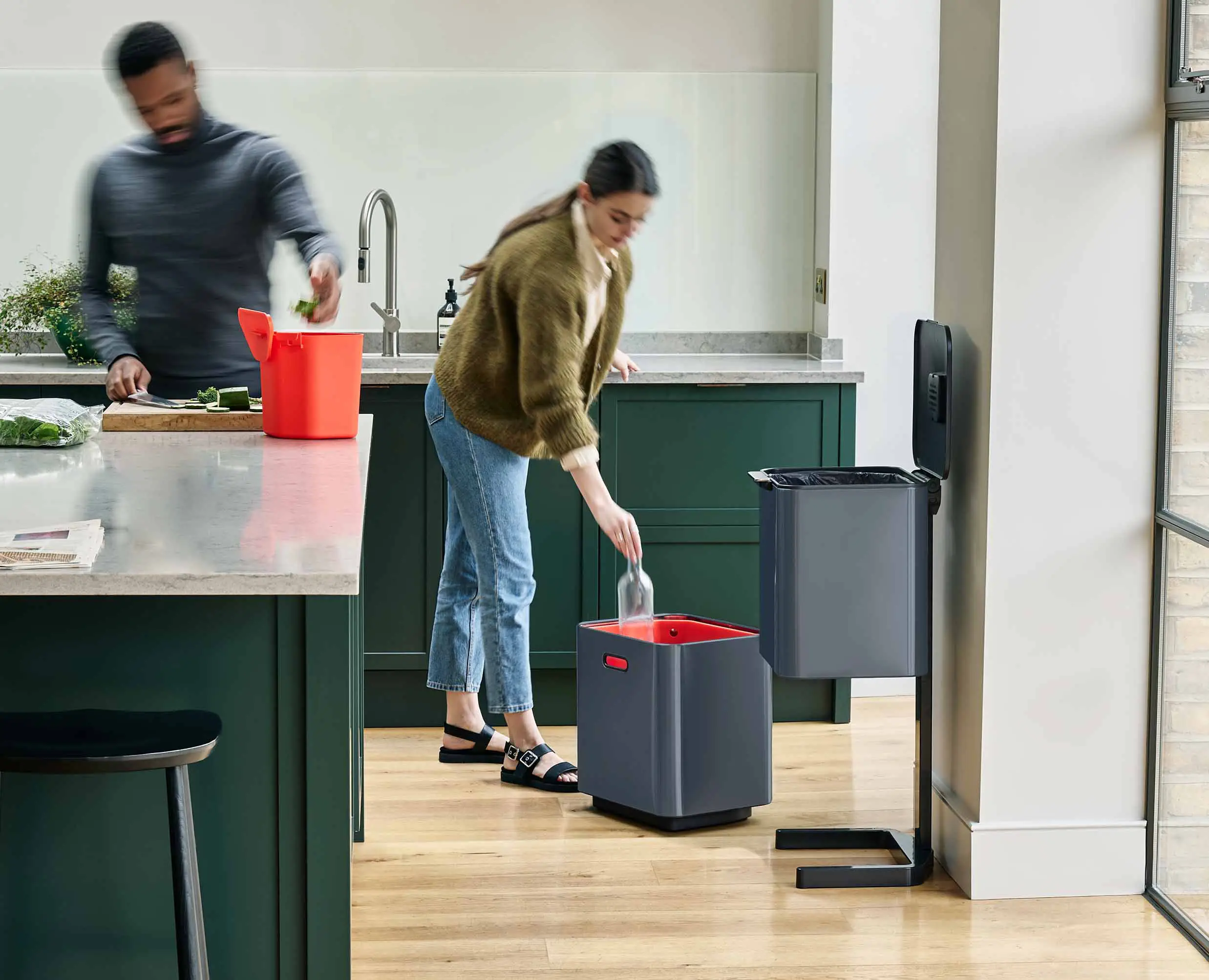 Totem Max 60L Grey Waste & Recycling Bin - Image 3